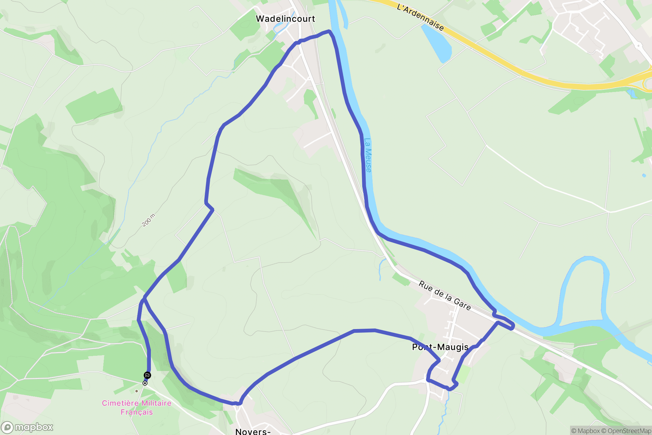 Noyers-Pont-Maugis : carte du parcours de randonnée - France