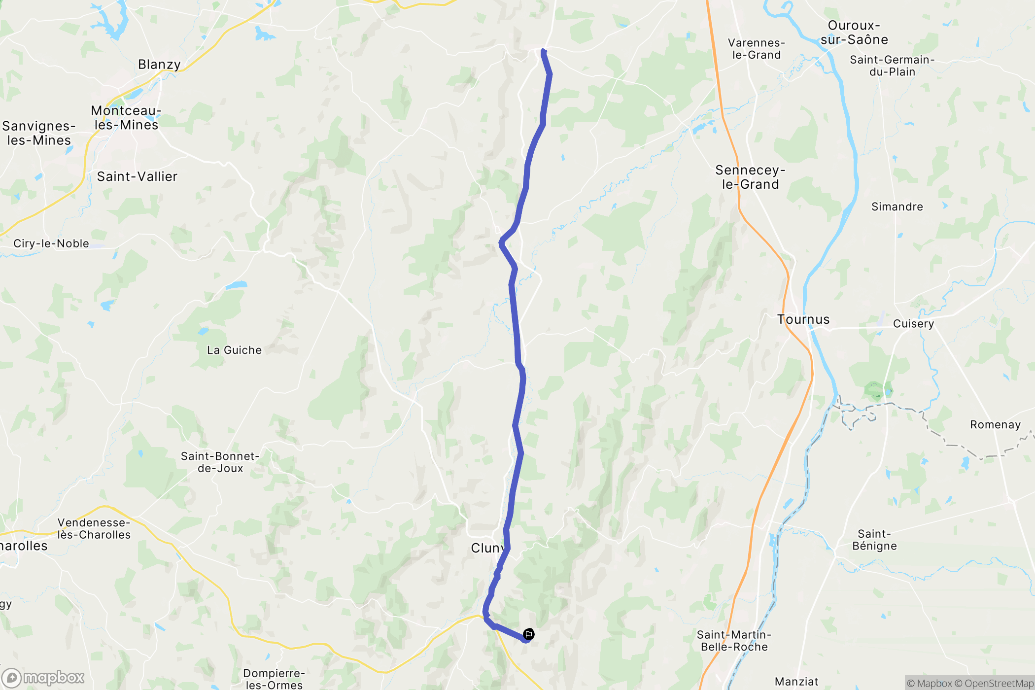 Berzé-le-Châtel : carte du parcours de randonnée - France