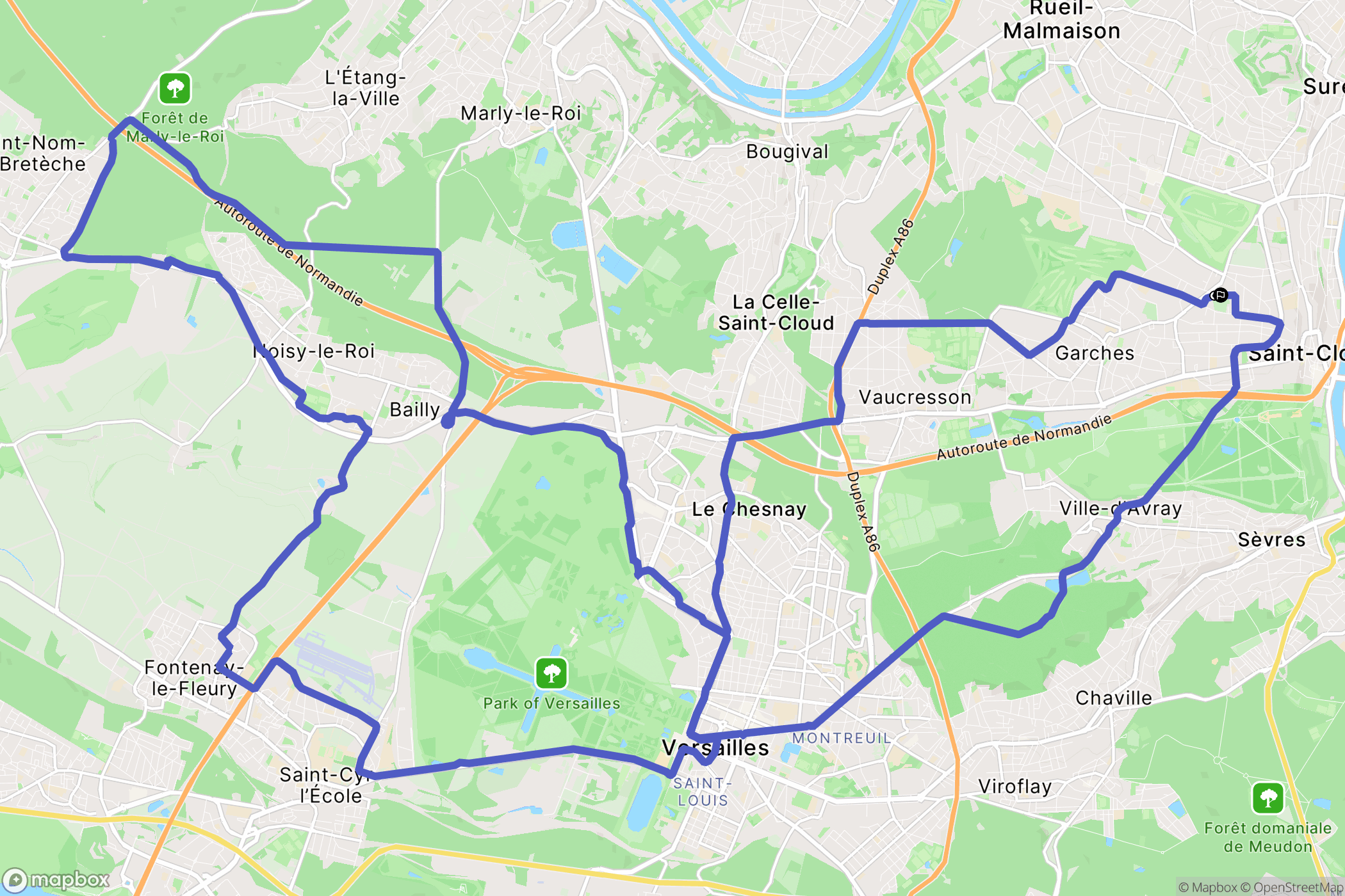 Saint-Cloud : carte du parcours de randonnée - France