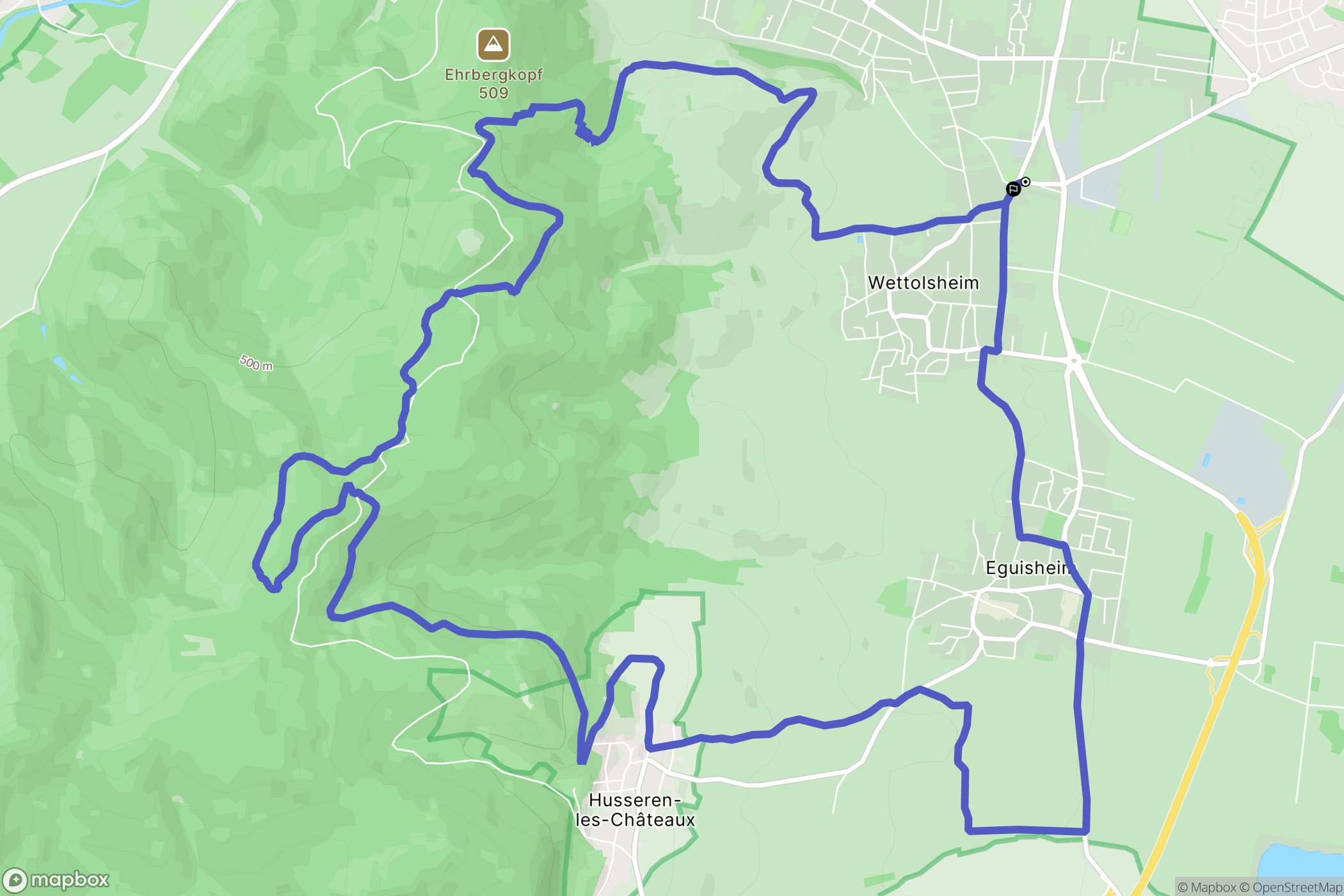 Wettolsheim : carte du parcours de randonnée - France