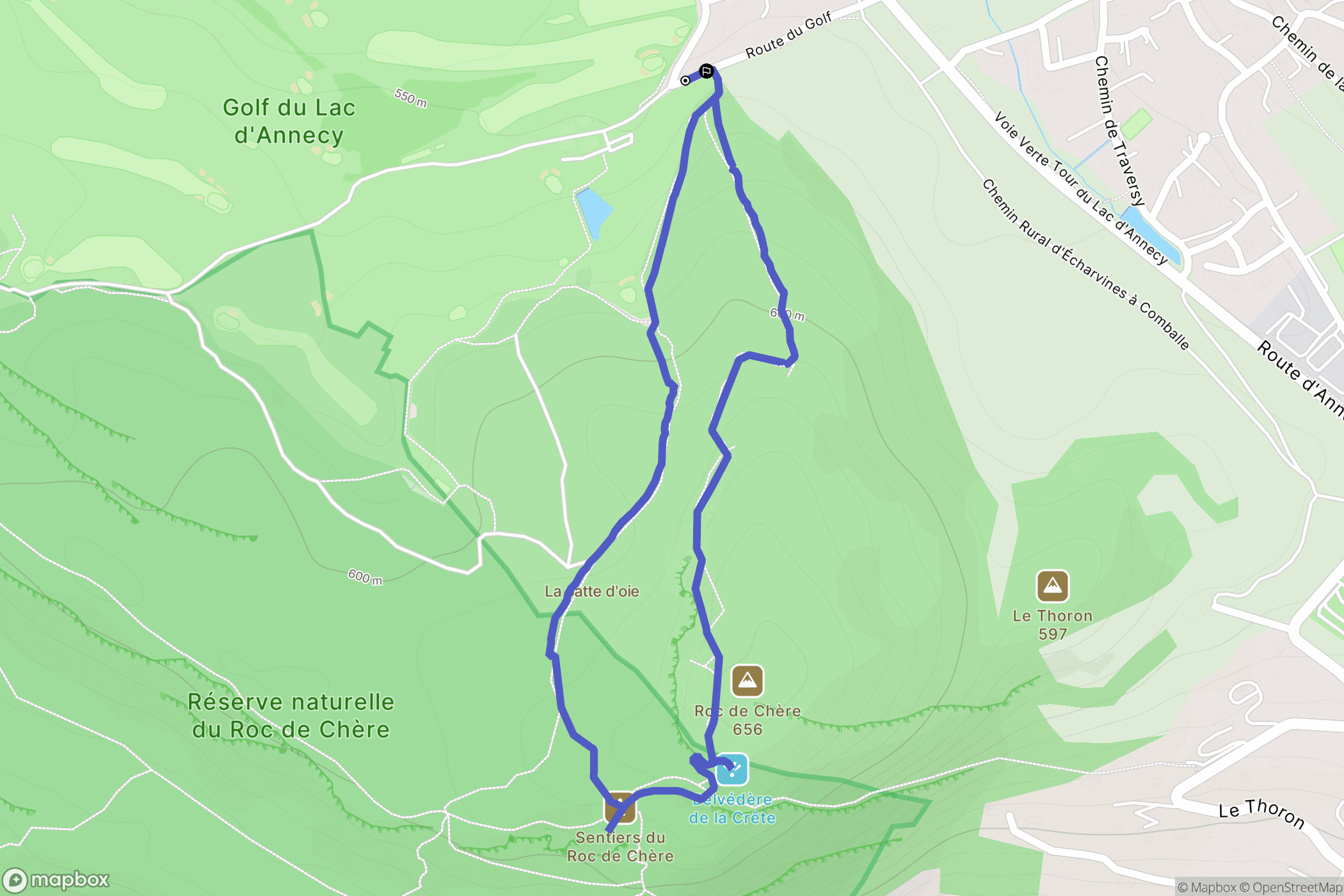 Talloires-Montmin : carte du parcours de randonnée - France