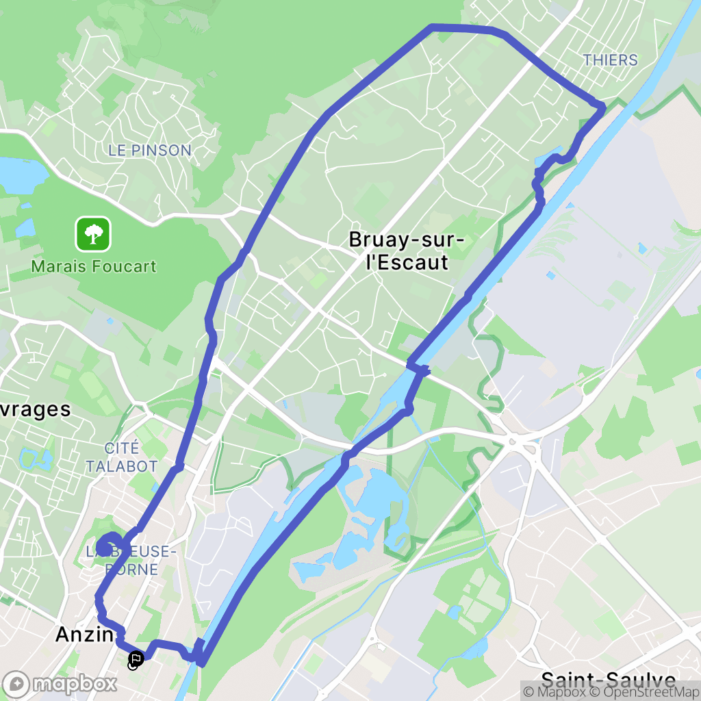 Anzin : carte du parcours de randonnée - France
