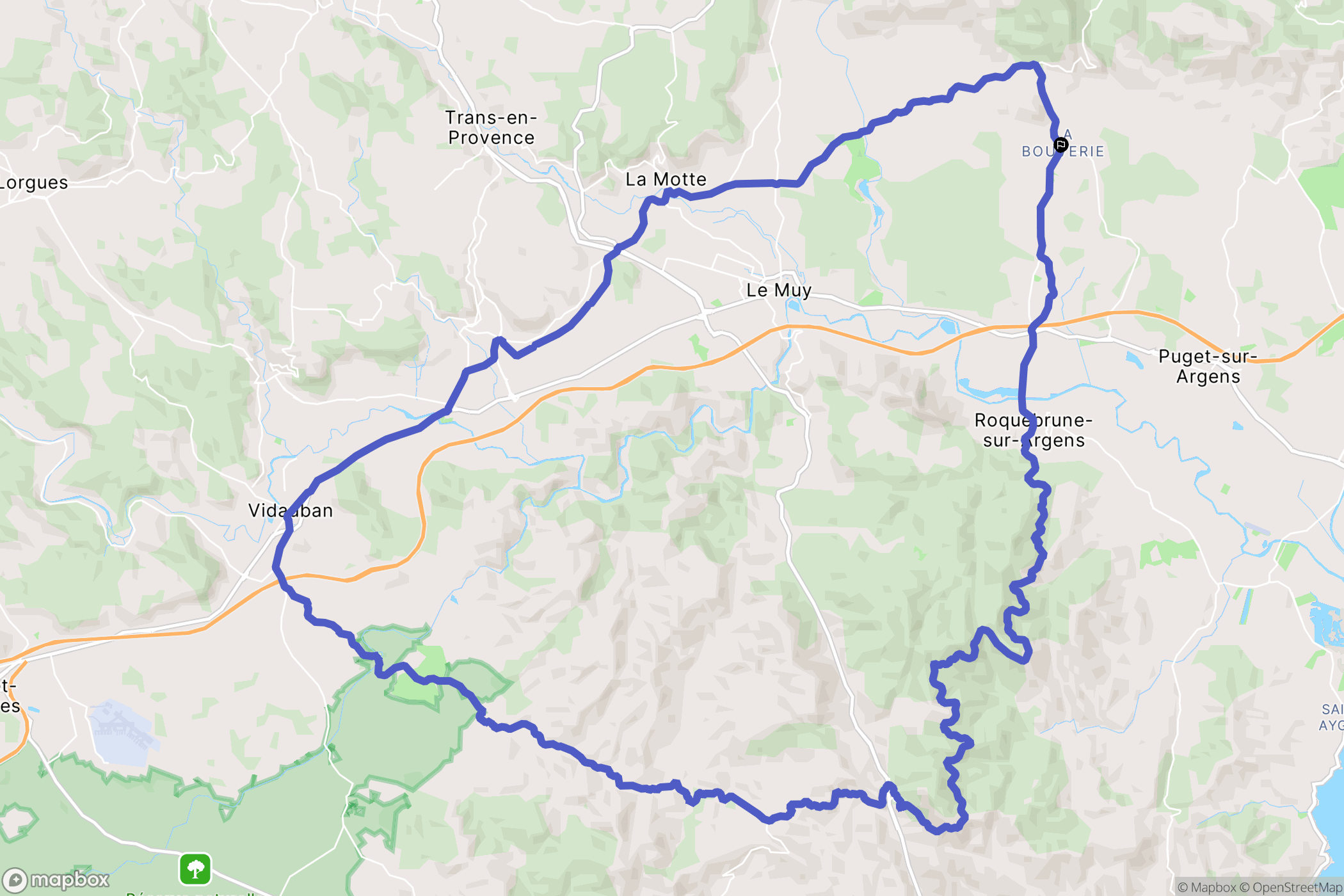 Roquebrune-sur-Argens : carte du parcours de randonnée - France