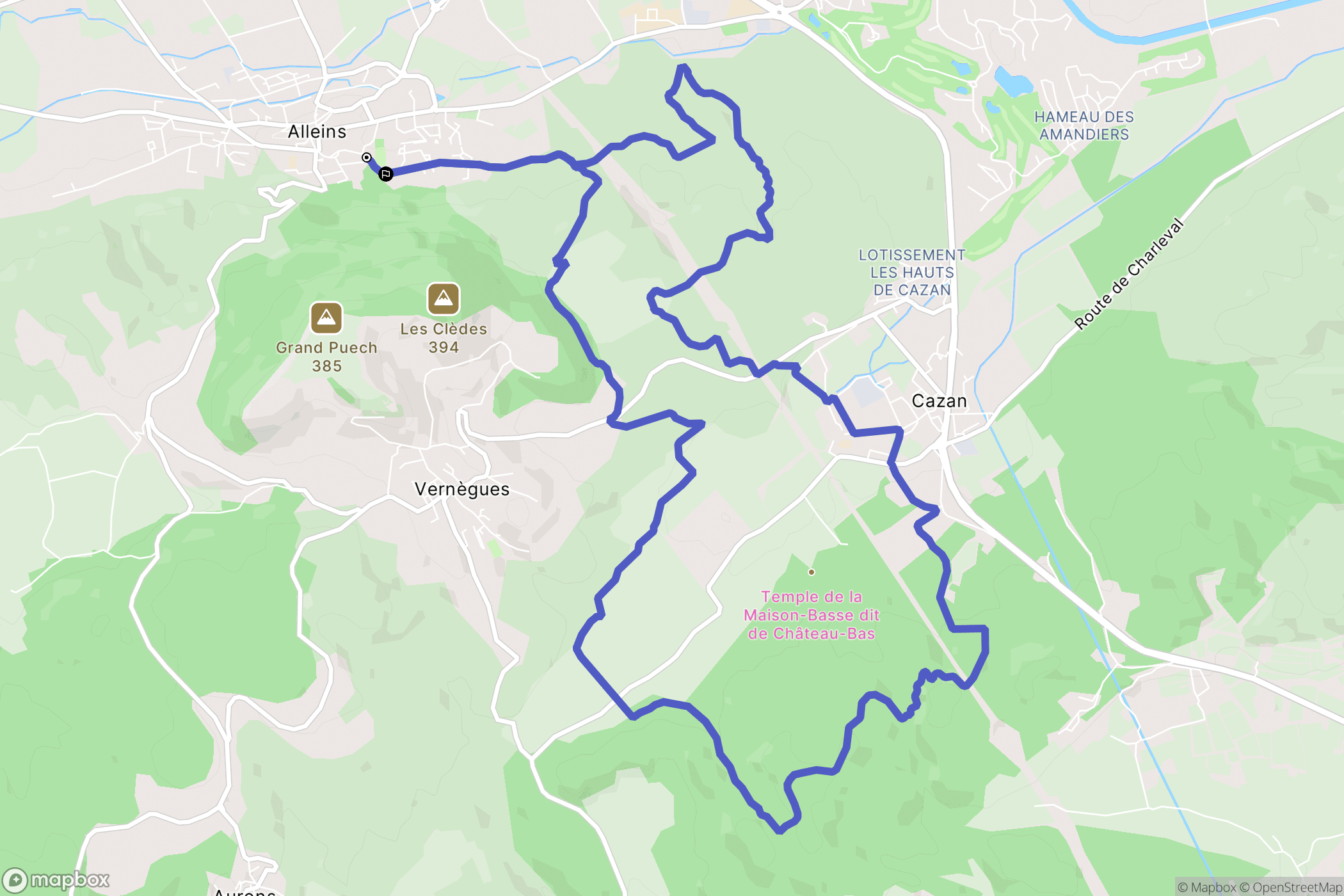Alleins : carte du parcours de randonnée - France