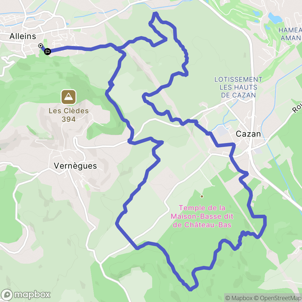 Alleins : carte du parcours de randonnée - France