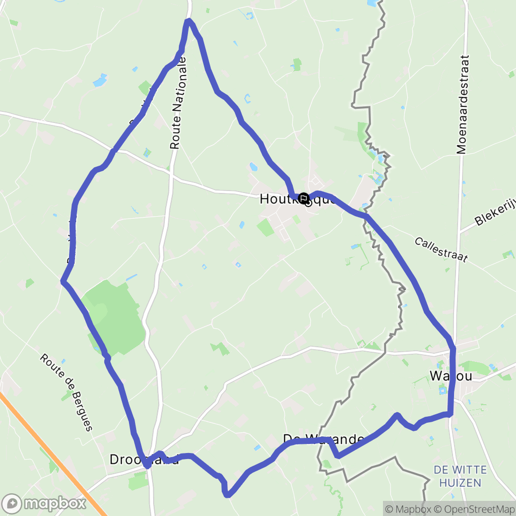 Houtkerque : carte du parcours de randonnée - France