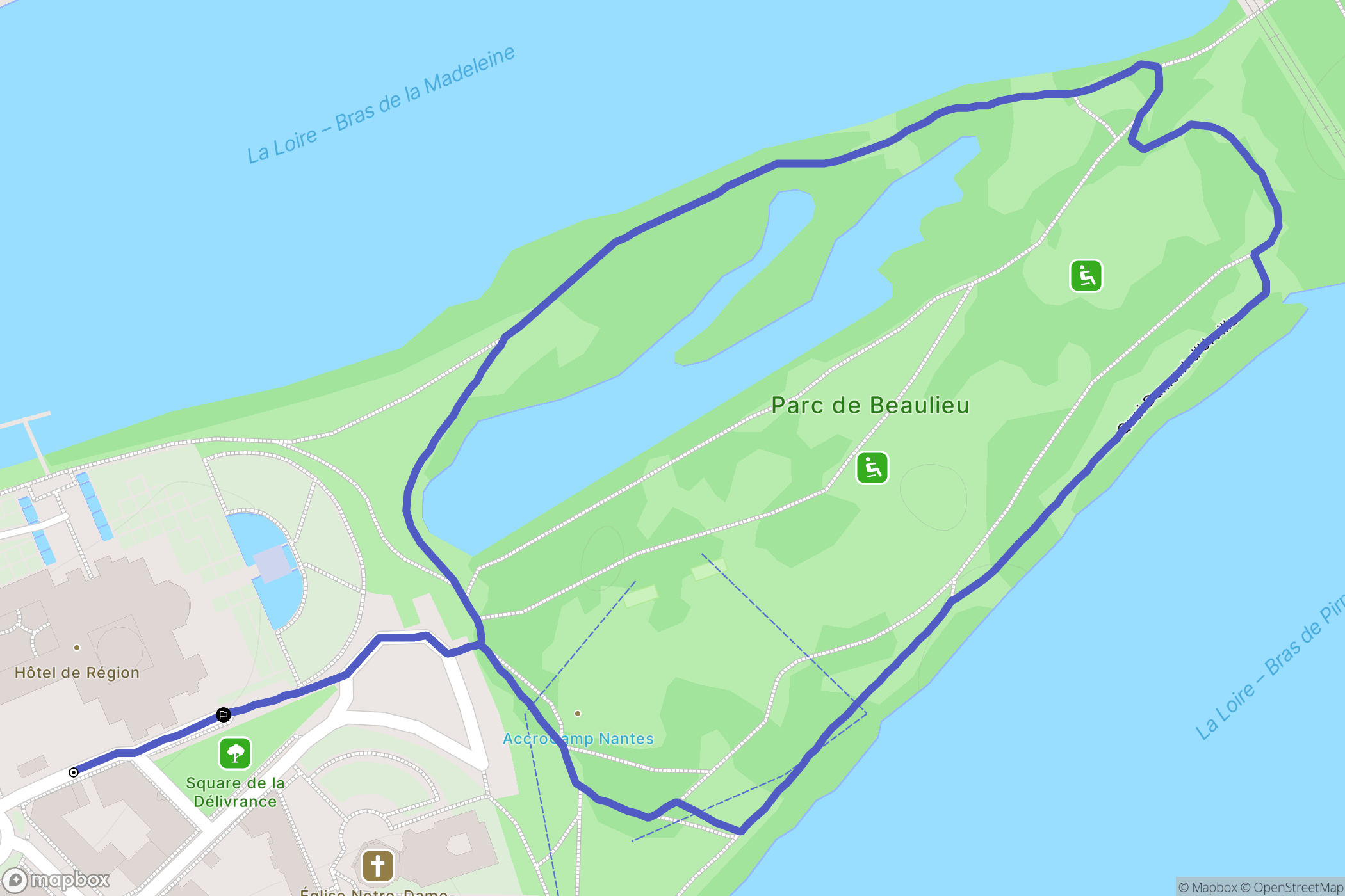 Nantes : carte du parcours de randonnée - France