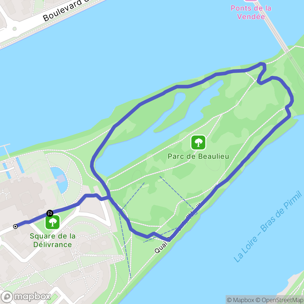 Nantes : carte du parcours de randonnée - France