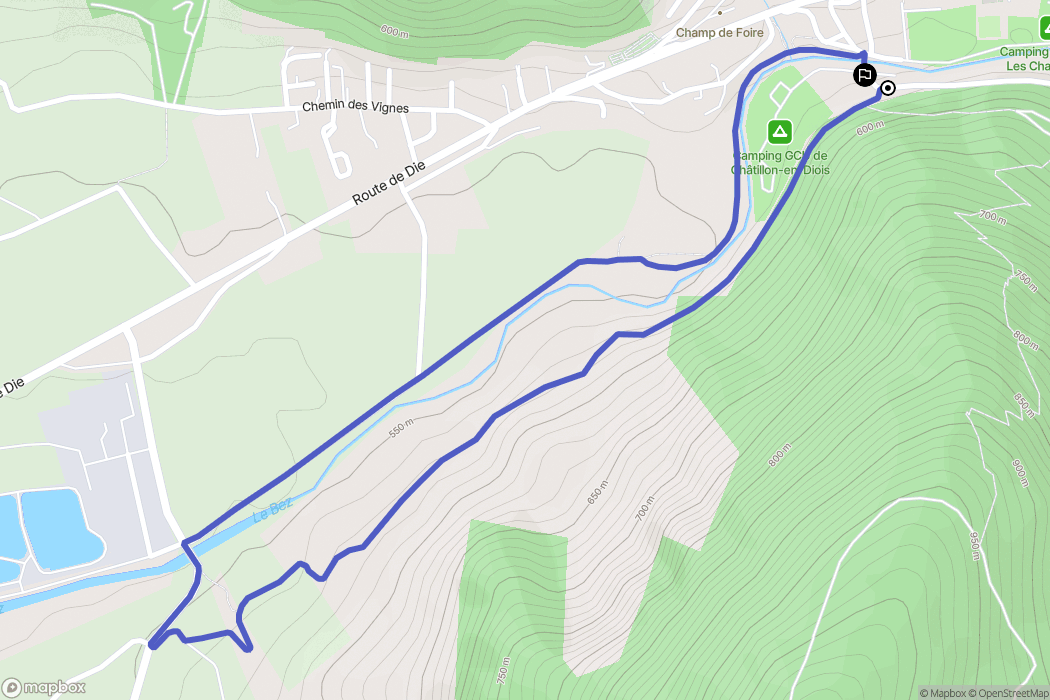 Châtillon-en-Diois : carte du parcours de randonnée - France