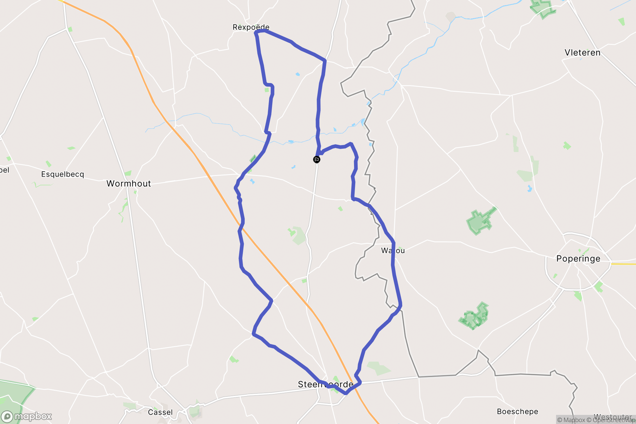 Houtkerque : carte du parcours de randonnée - France