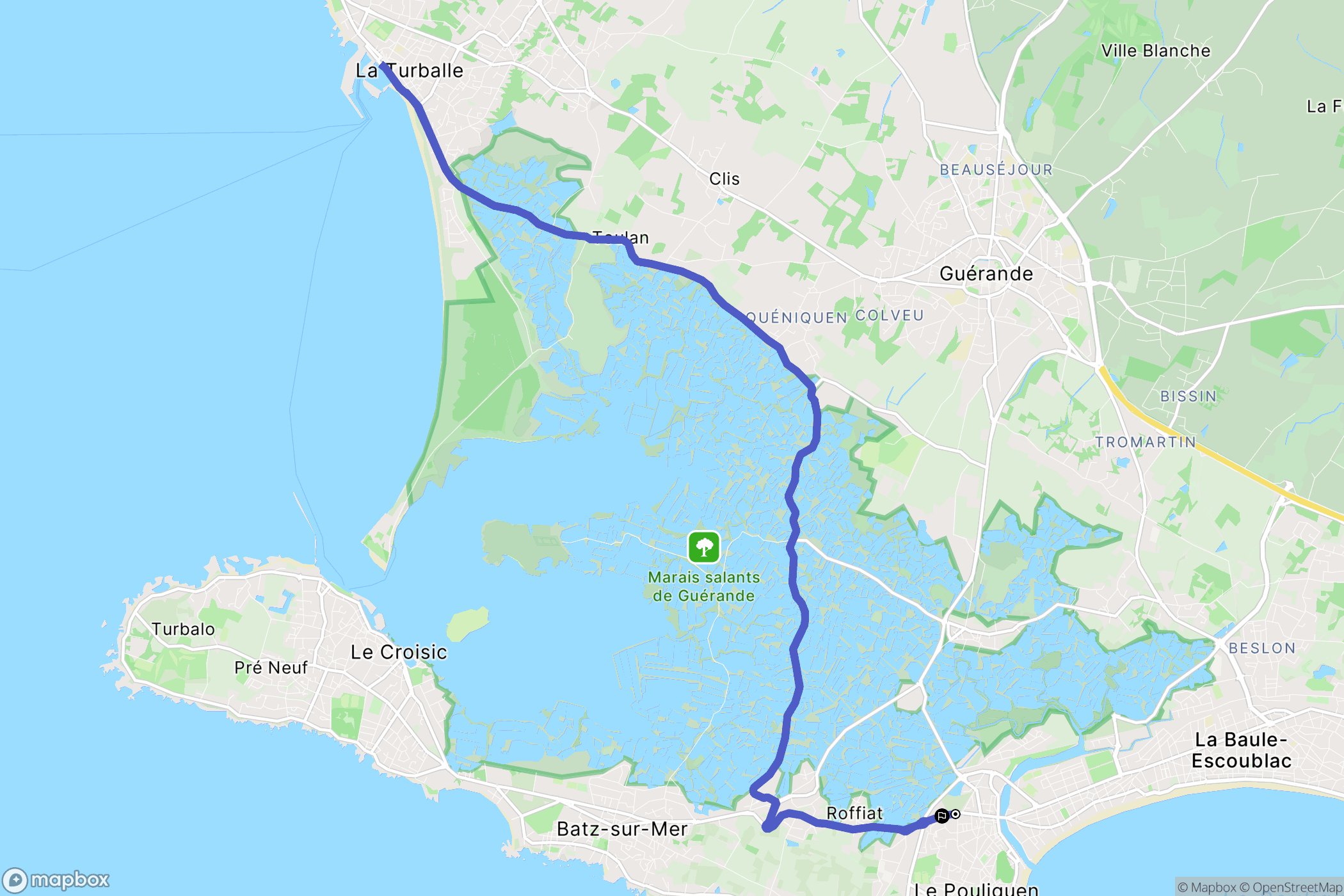 Le Pouliguen : carte du parcours de randonnée - France
