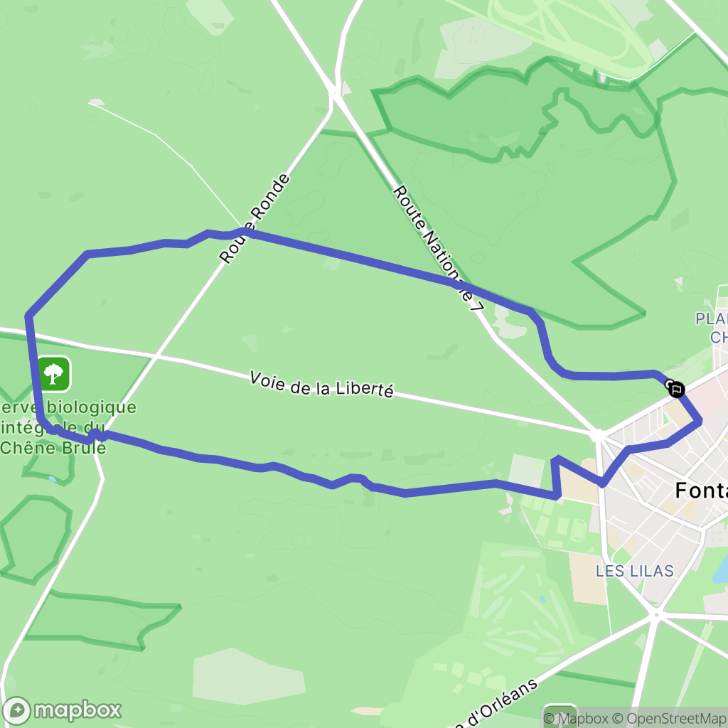 Fontainebleau : carte du parcours de randonnée - France