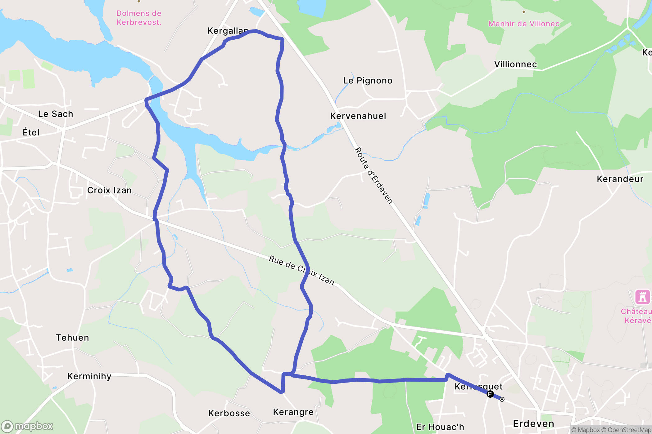 Erdeven : carte du parcours de randonnée - France