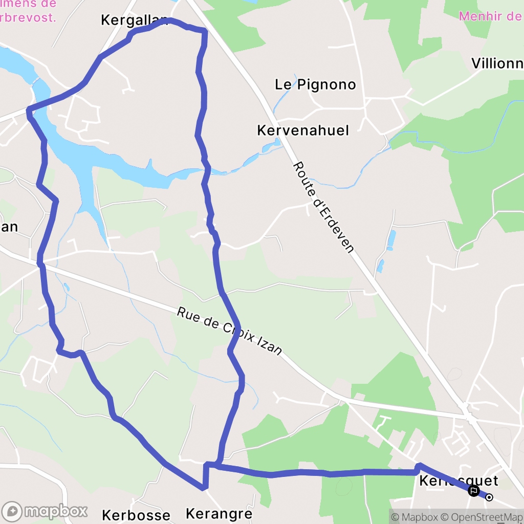 Erdeven : carte du parcours de randonnée - France