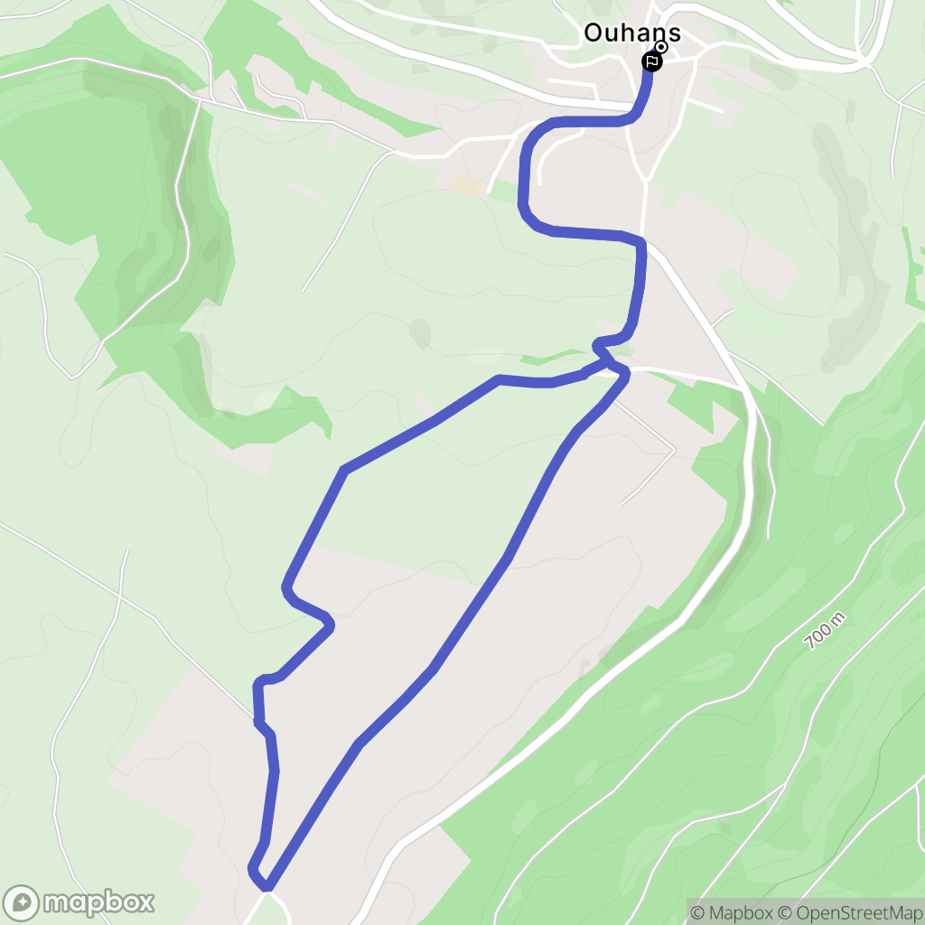 Ouhans : carte du parcours de randonnée - France