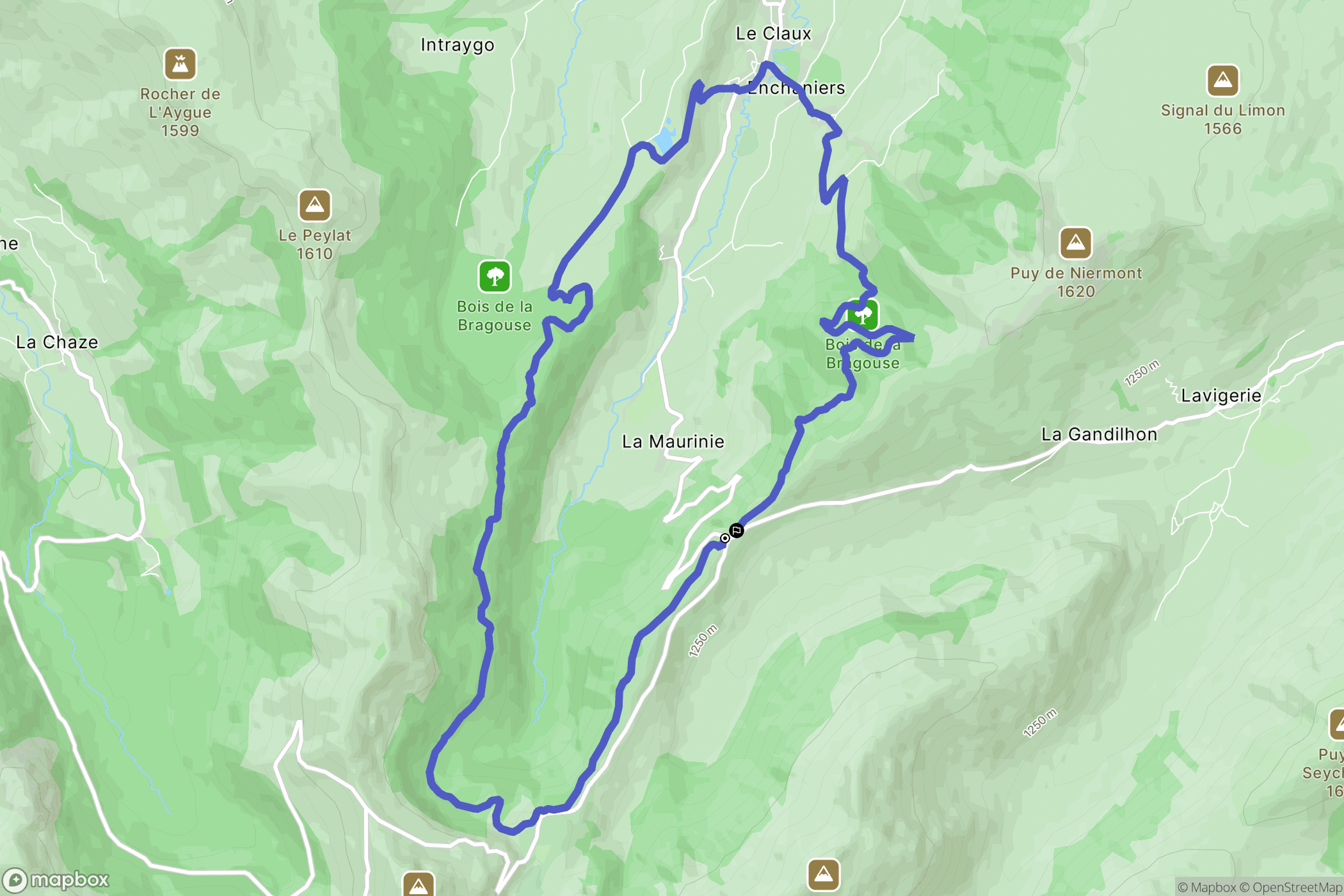 Le Claux : carte du parcours de randonnée - France