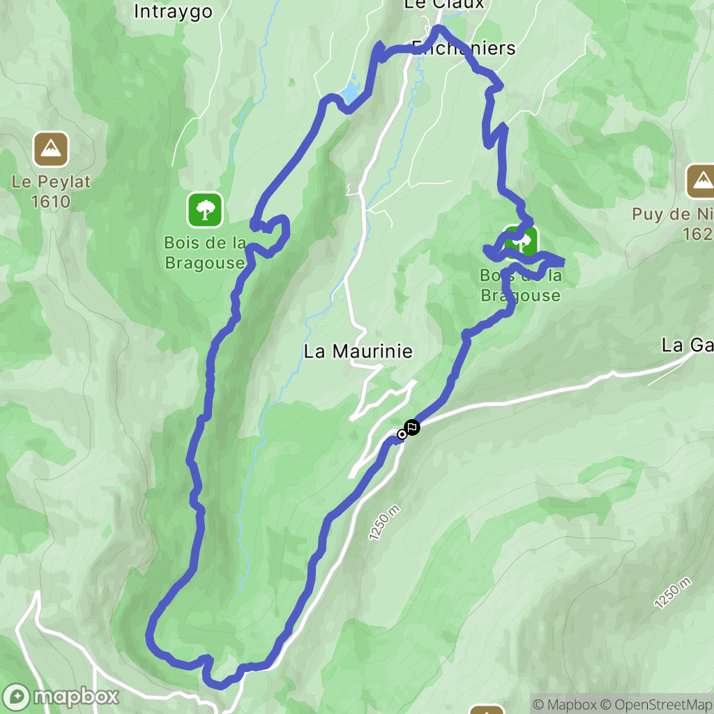 Le Claux : carte du parcours de randonnée - France