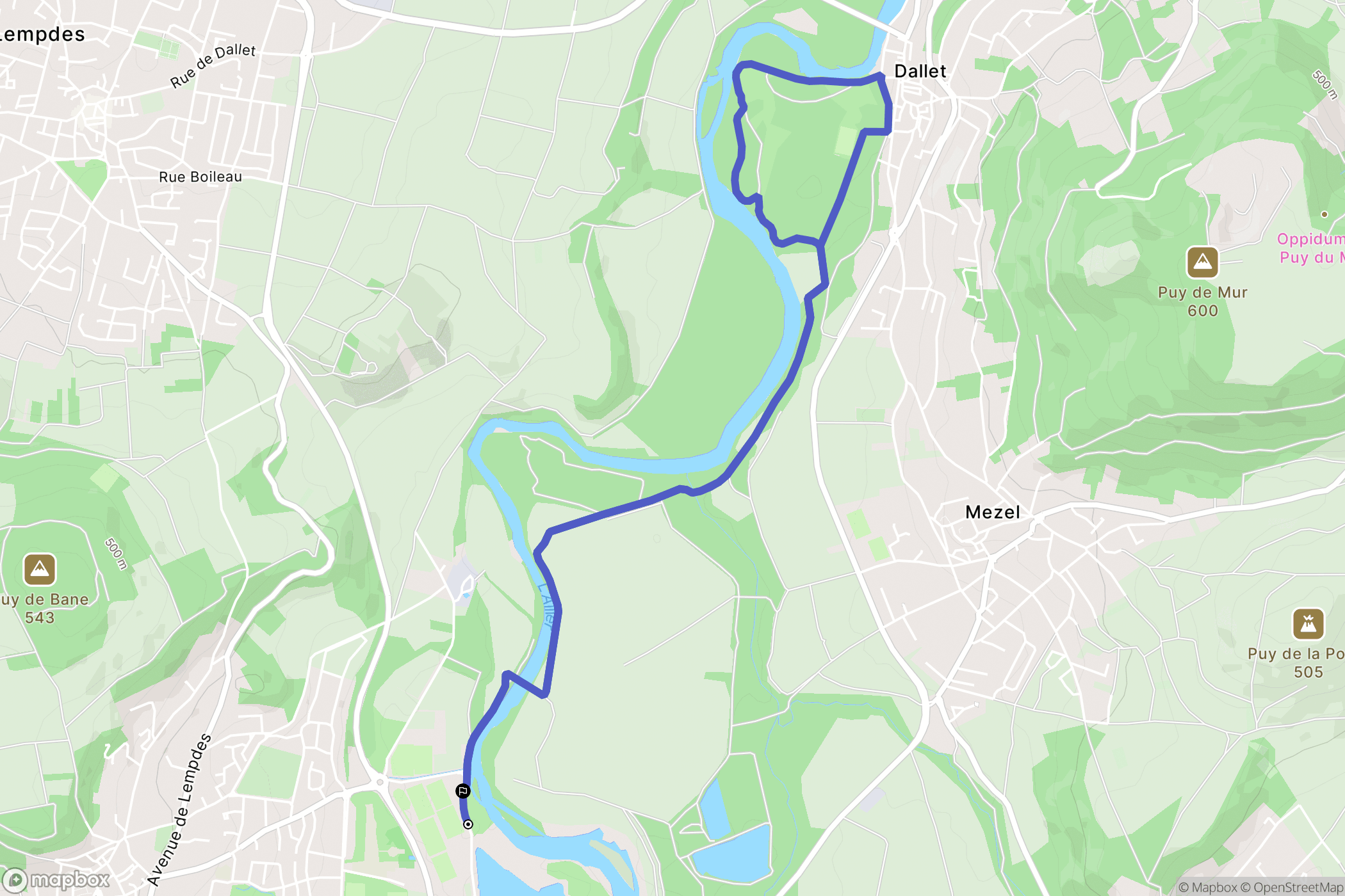 Cournon-d'Auvergne : carte du parcours de randonnée - France