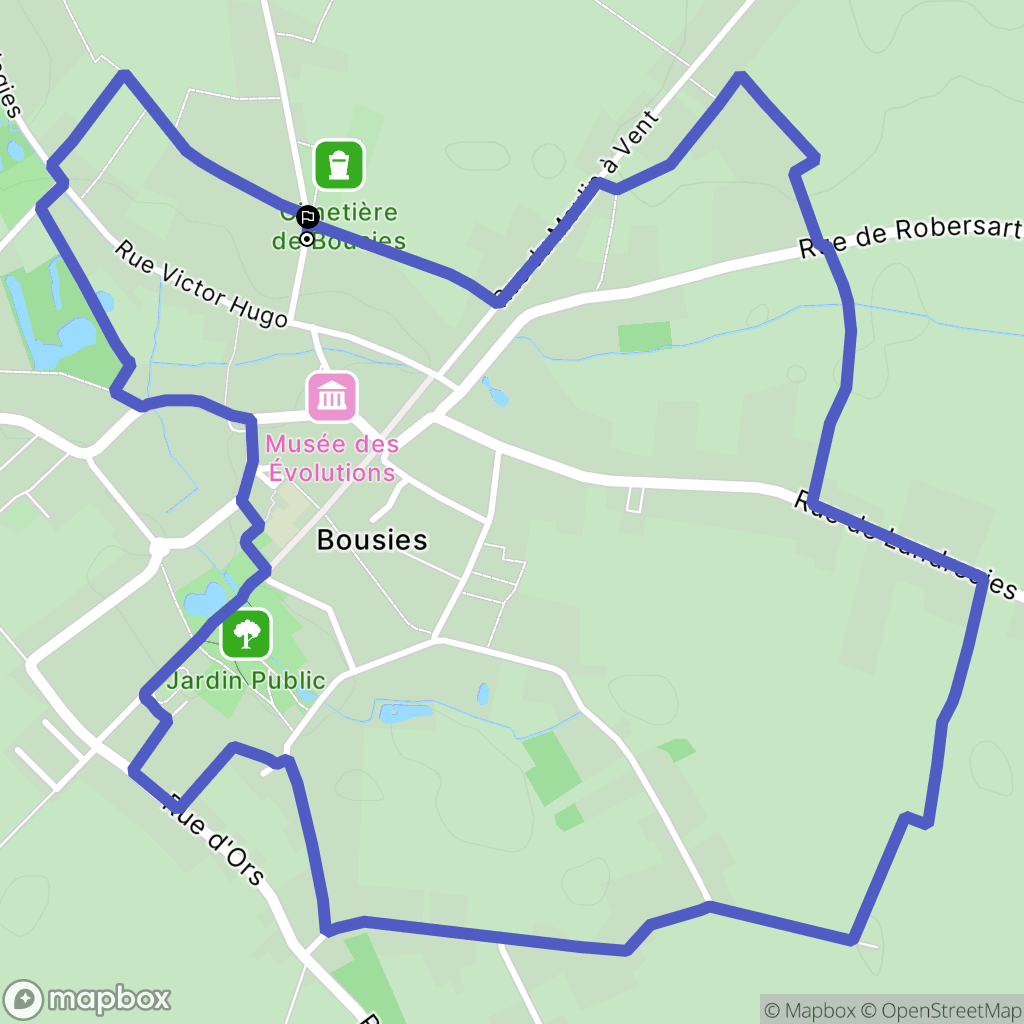 Bousies : carte du parcours de randonnée - France