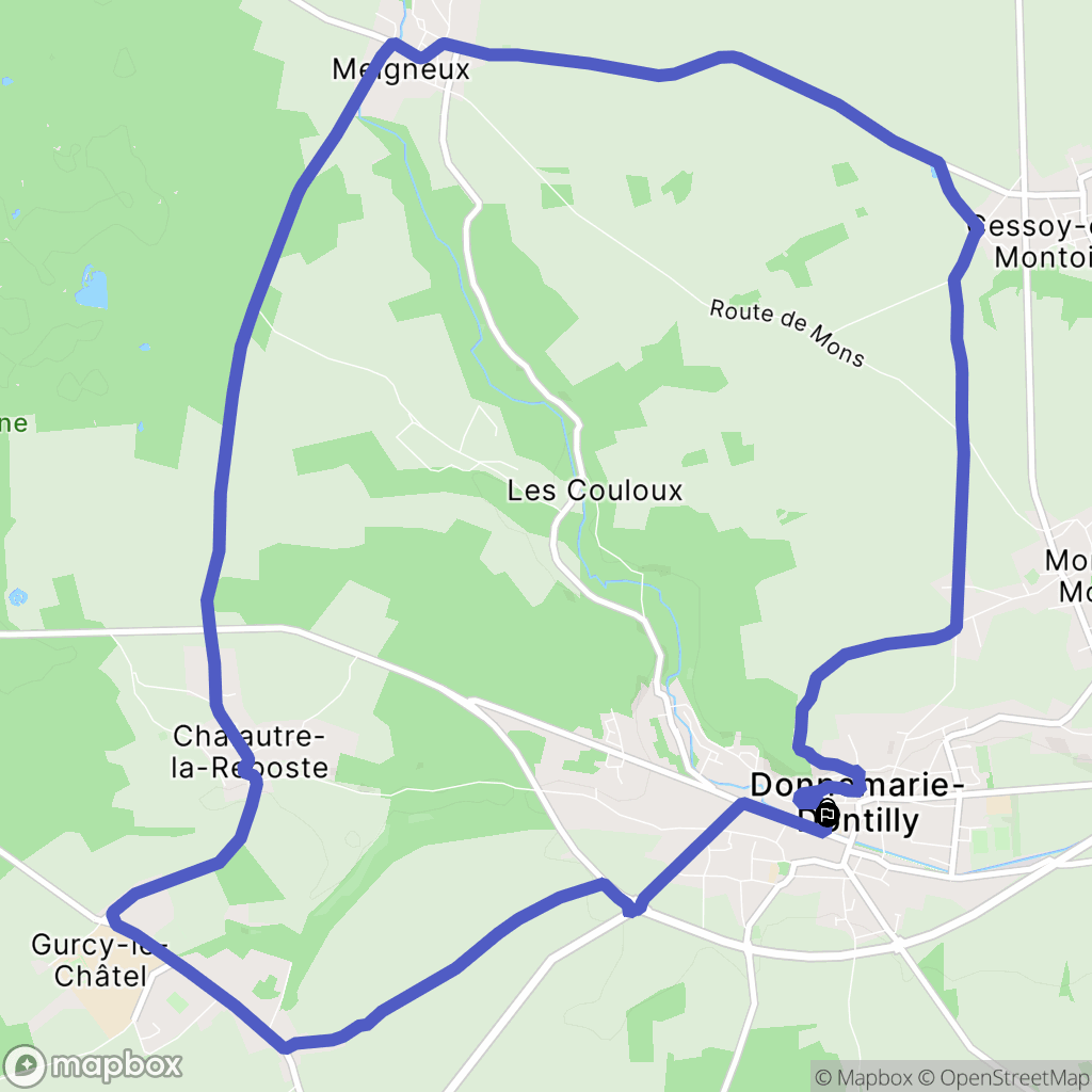 Donnemarie-Dontilly : carte du parcours de randonnée - France