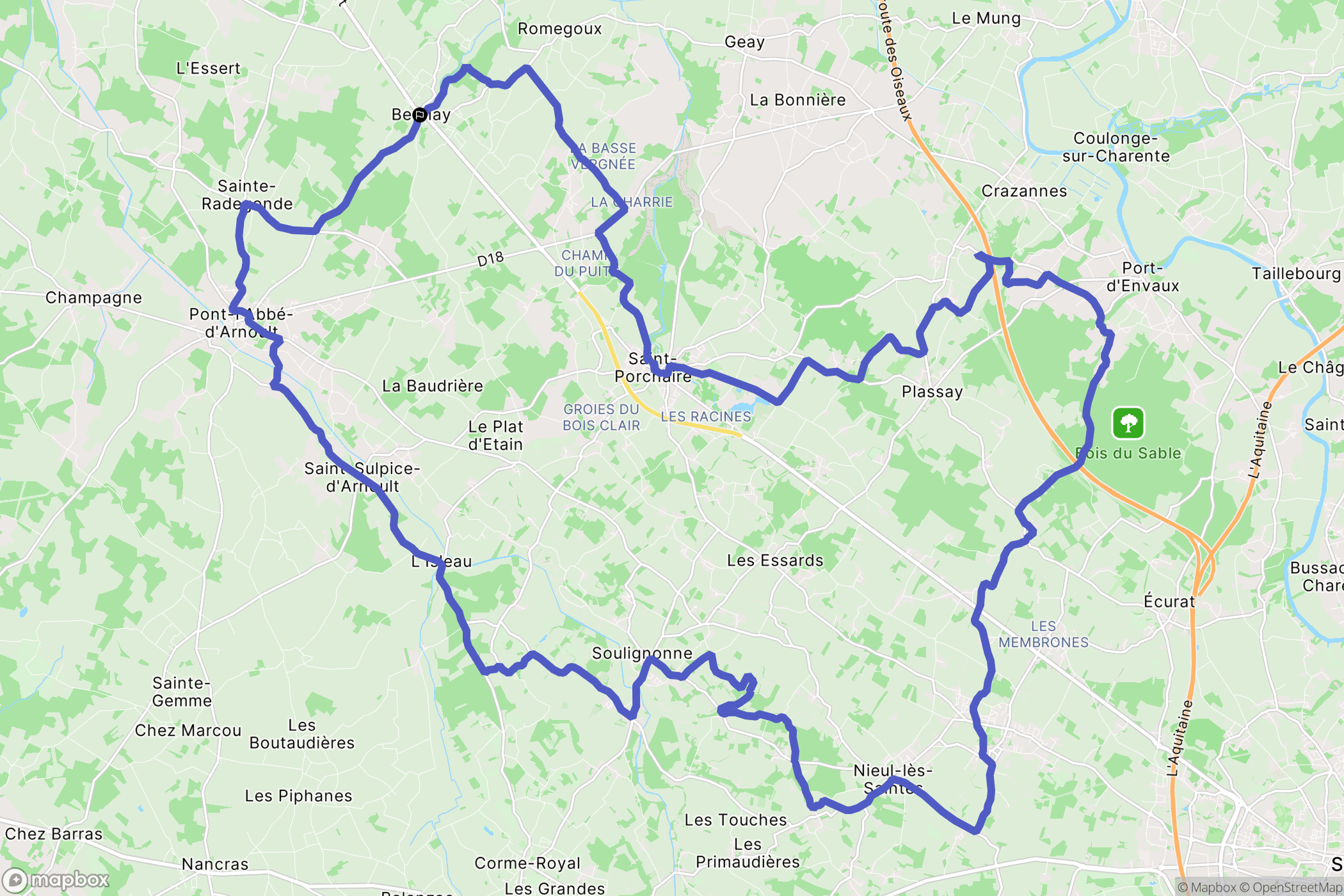 Beurlay : carte du parcours de randonnée - France