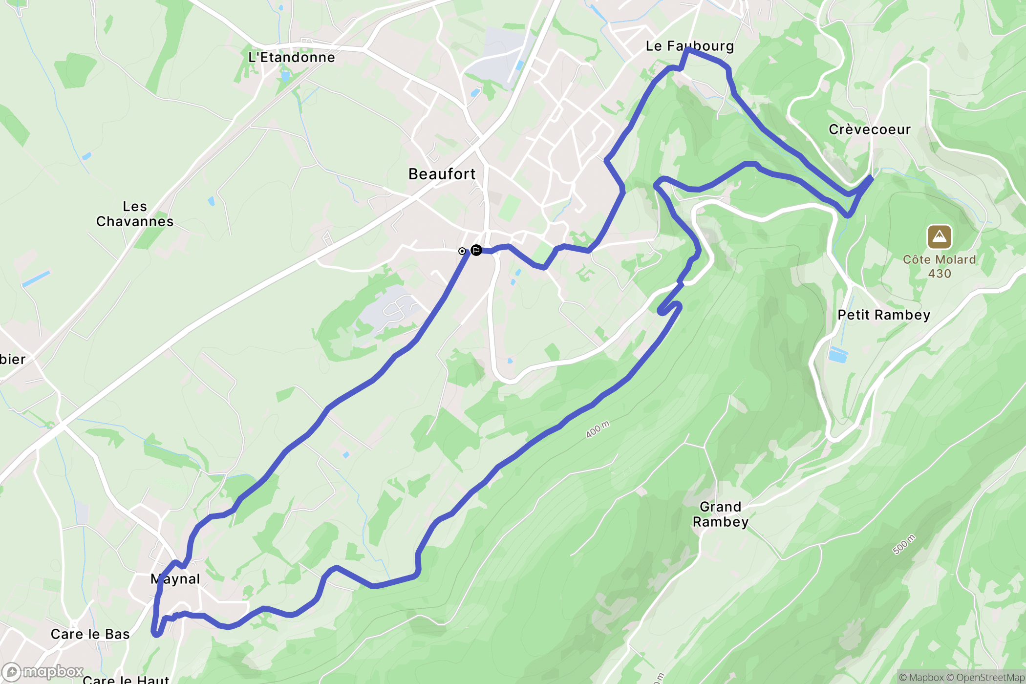 Beaufort-Orbagna : carte du parcours de randonnée - France