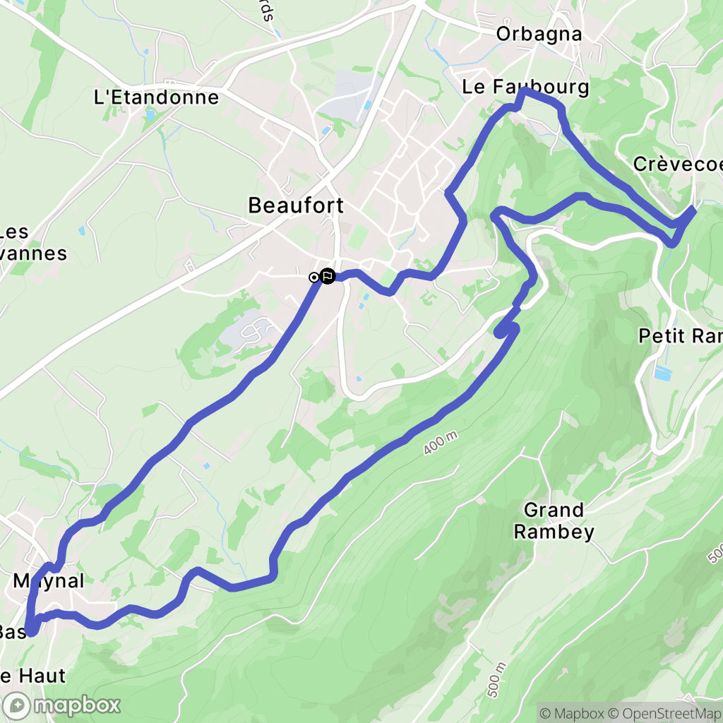 Beaufort-Orbagna : carte du parcours de randonnée - France