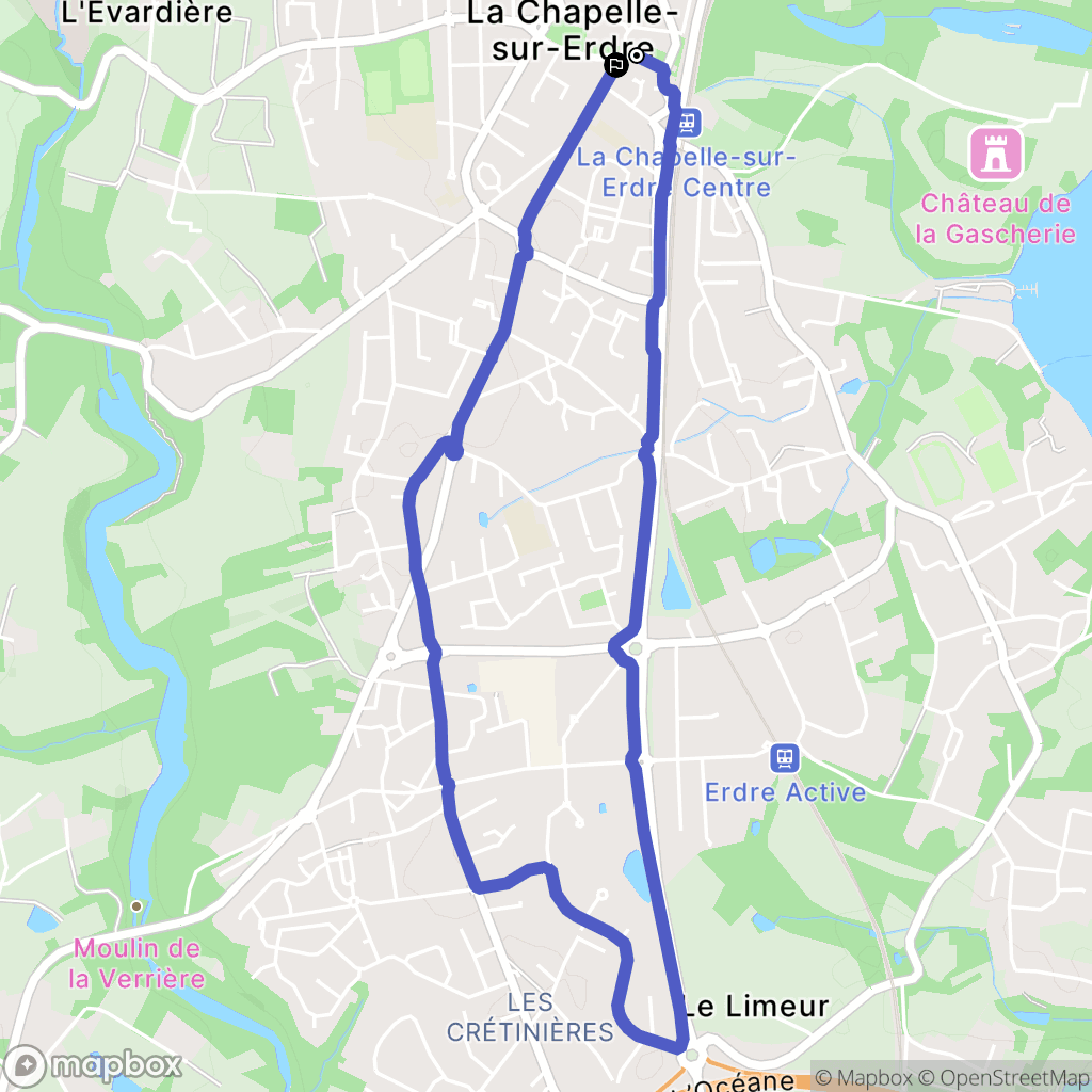 La Chapelle-sur-Erdre : carte du parcours de randonnée - France