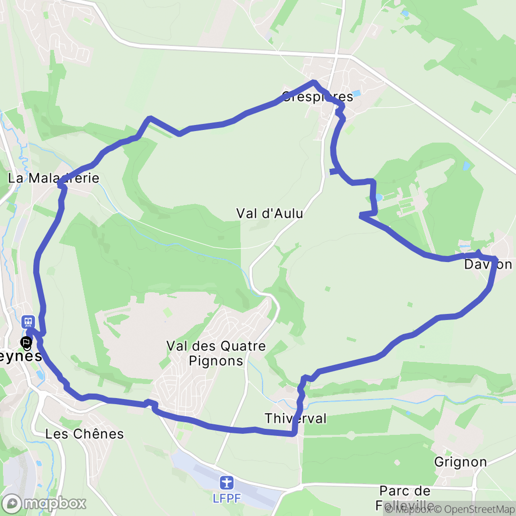 Beynes : carte du parcours de randonnée - France