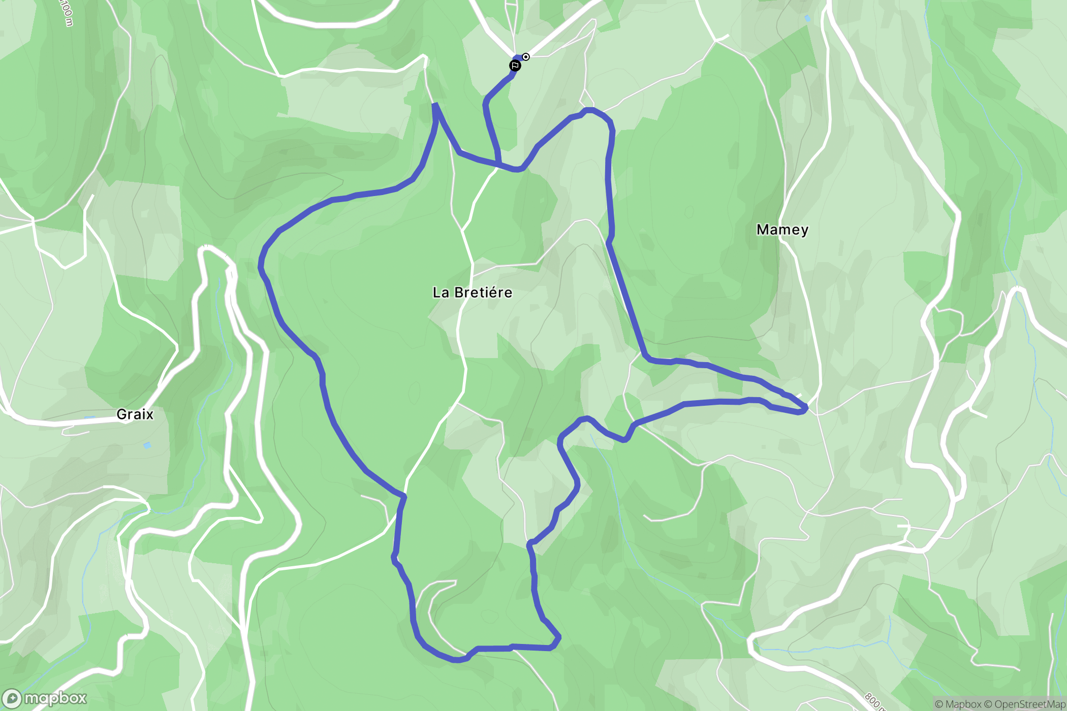 Colombier : carte du parcours de randonnée - France