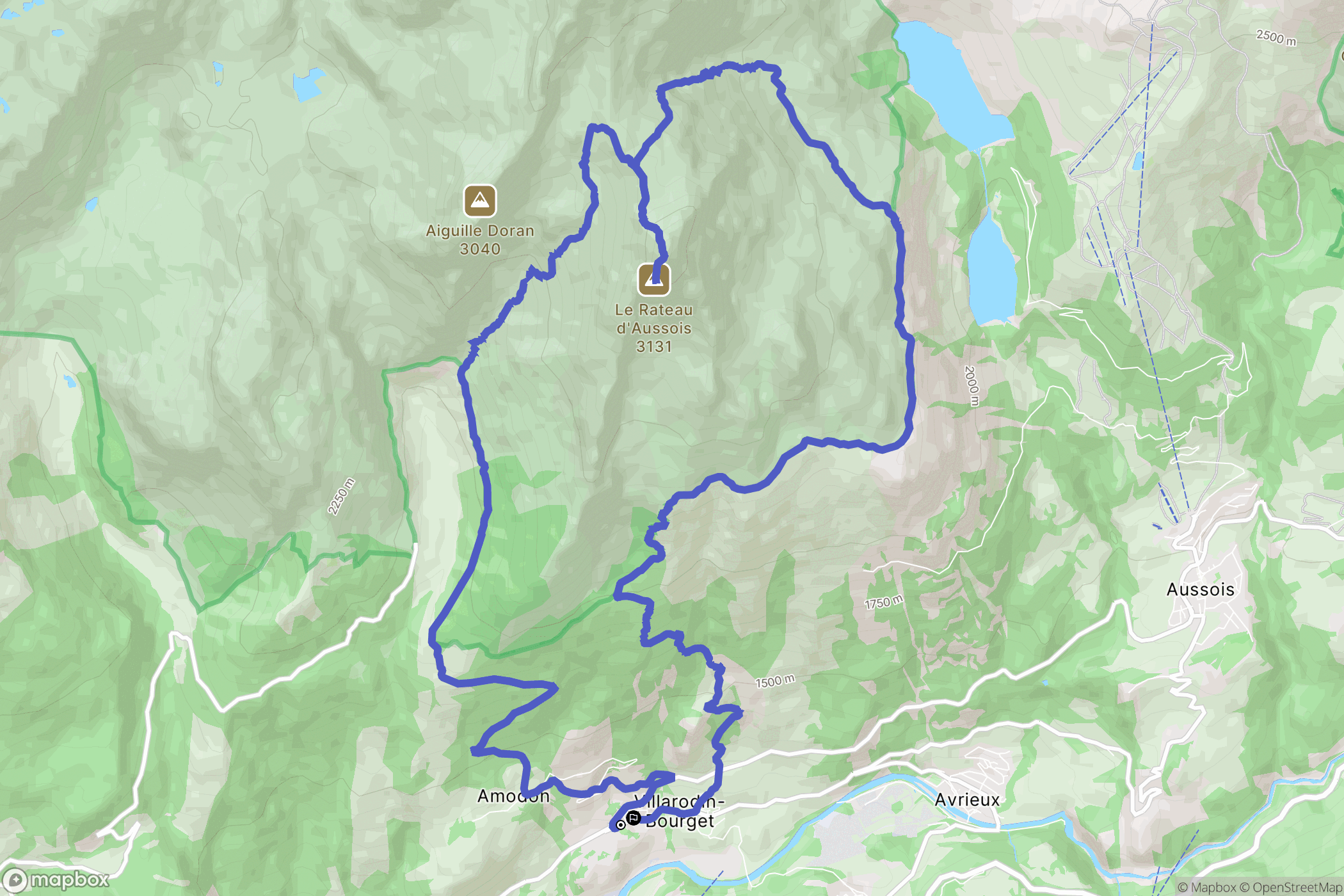 Villarodin-Bourget : carte du parcours de randonnée - France