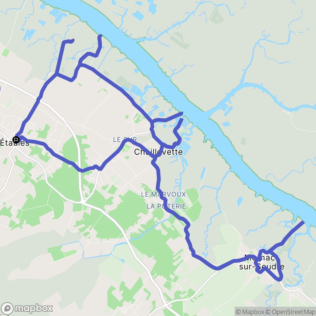 Étaules : carte du parcours de randonnée - France