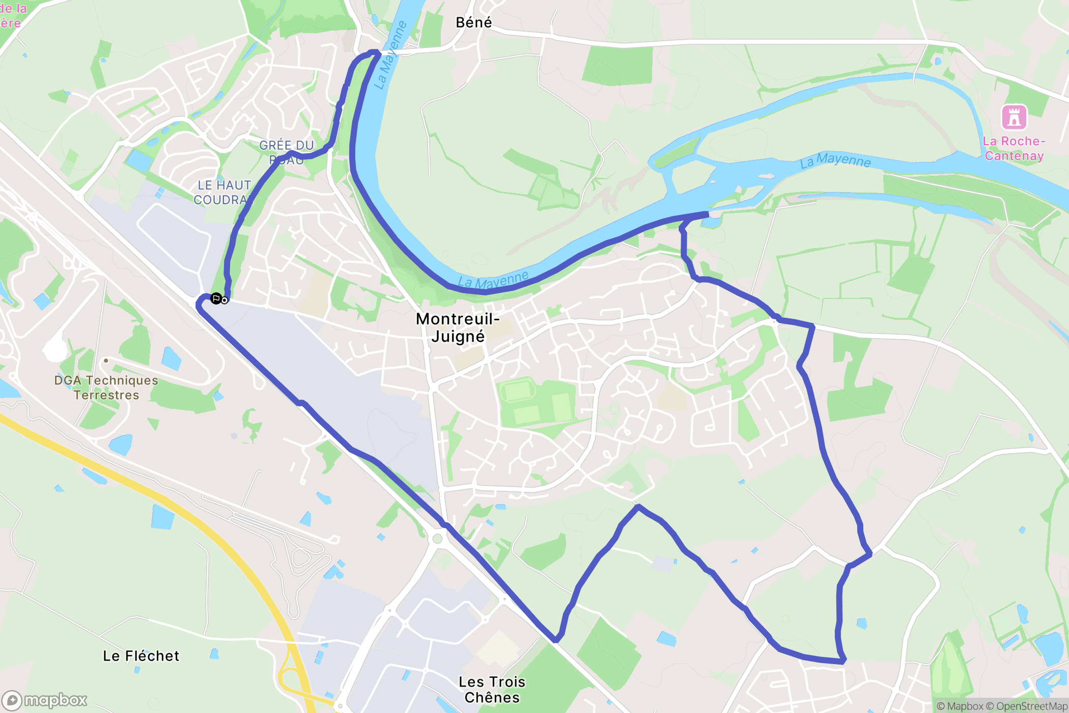 Montreuil-Juigné : carte du parcours de randonnée - France