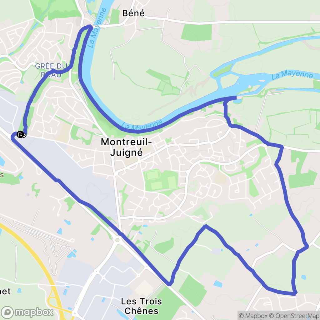 Montreuil-Juigné : carte du parcours de randonnée - France