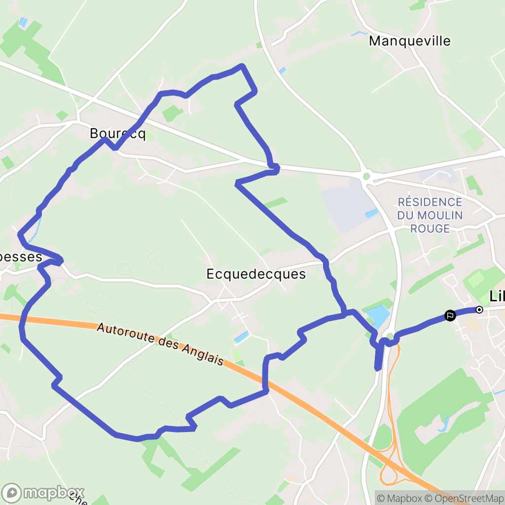 Lillers : carte du parcours de randonnée - France