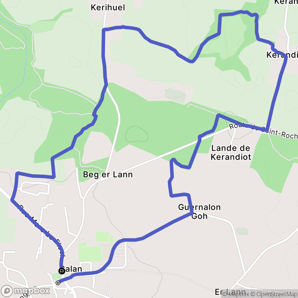 Calan : carte du parcours de randonnée - France