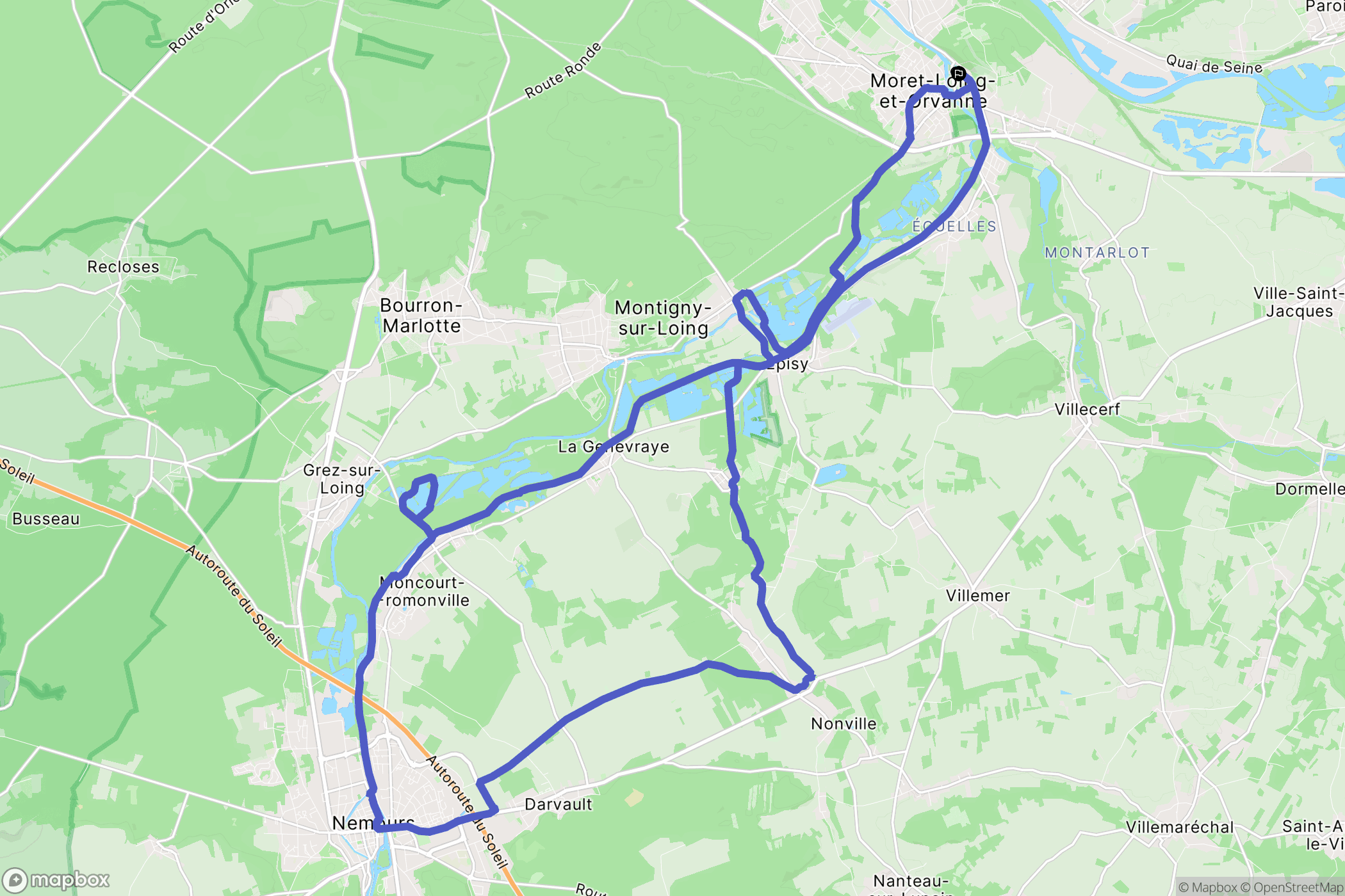 Moret-Loing-et-Orvanne : carte du parcours de randonnée - France