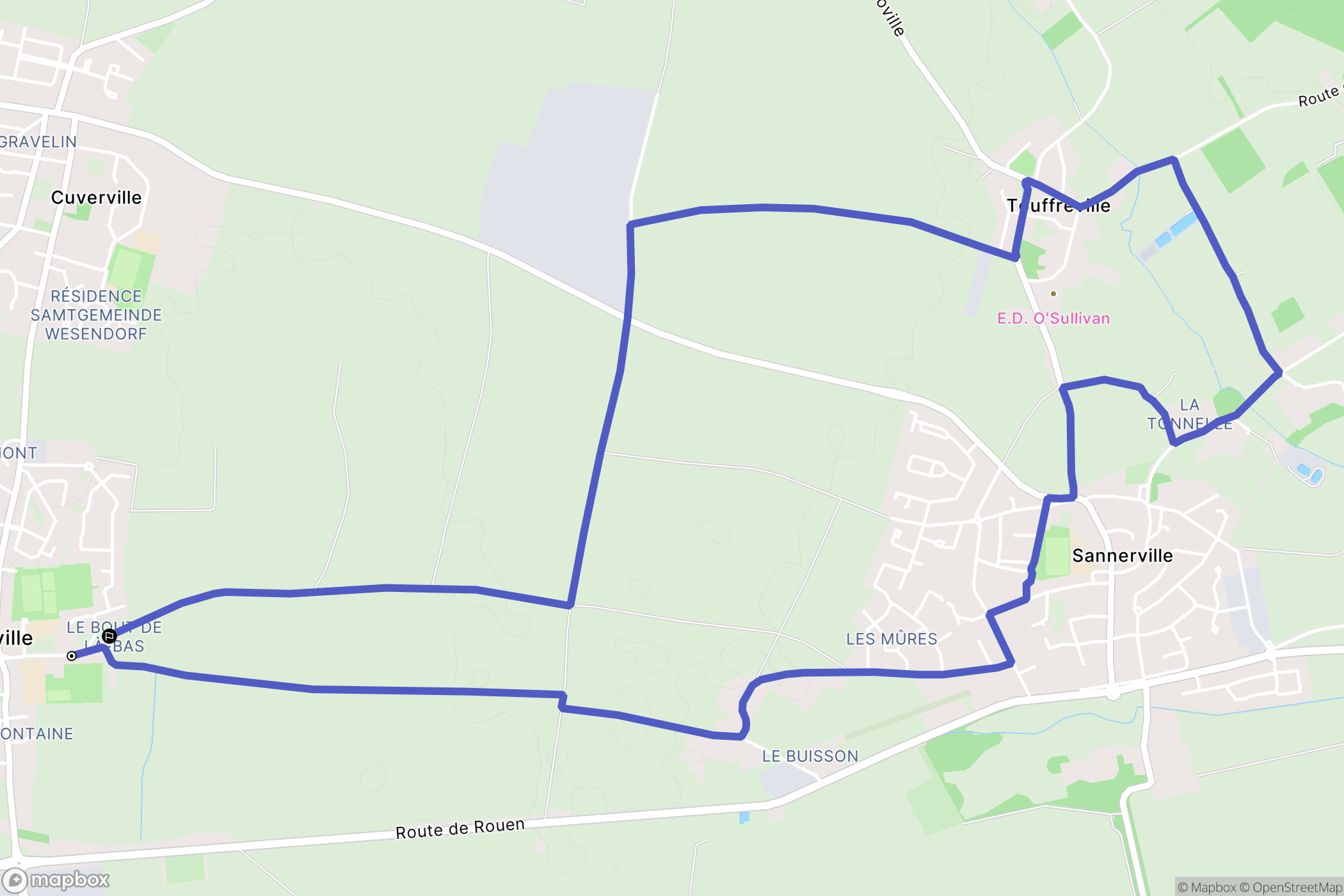 Démouville : carte du parcours de randonnée - France