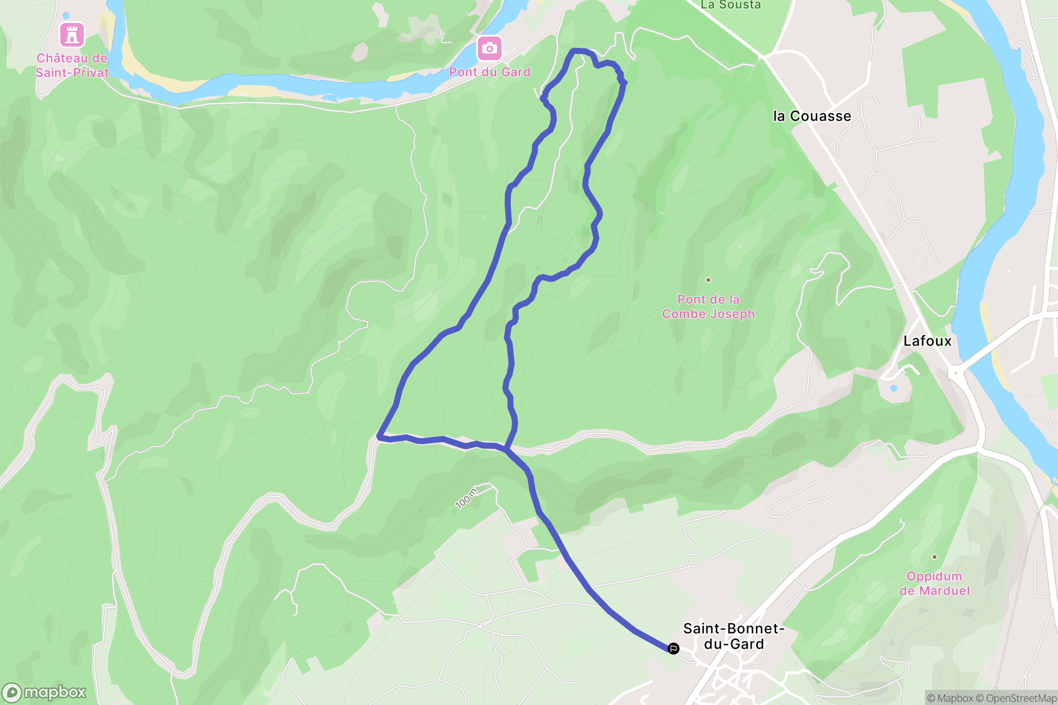 Saint-Bonnet-du-Gard : carte du parcours de randonnée - France