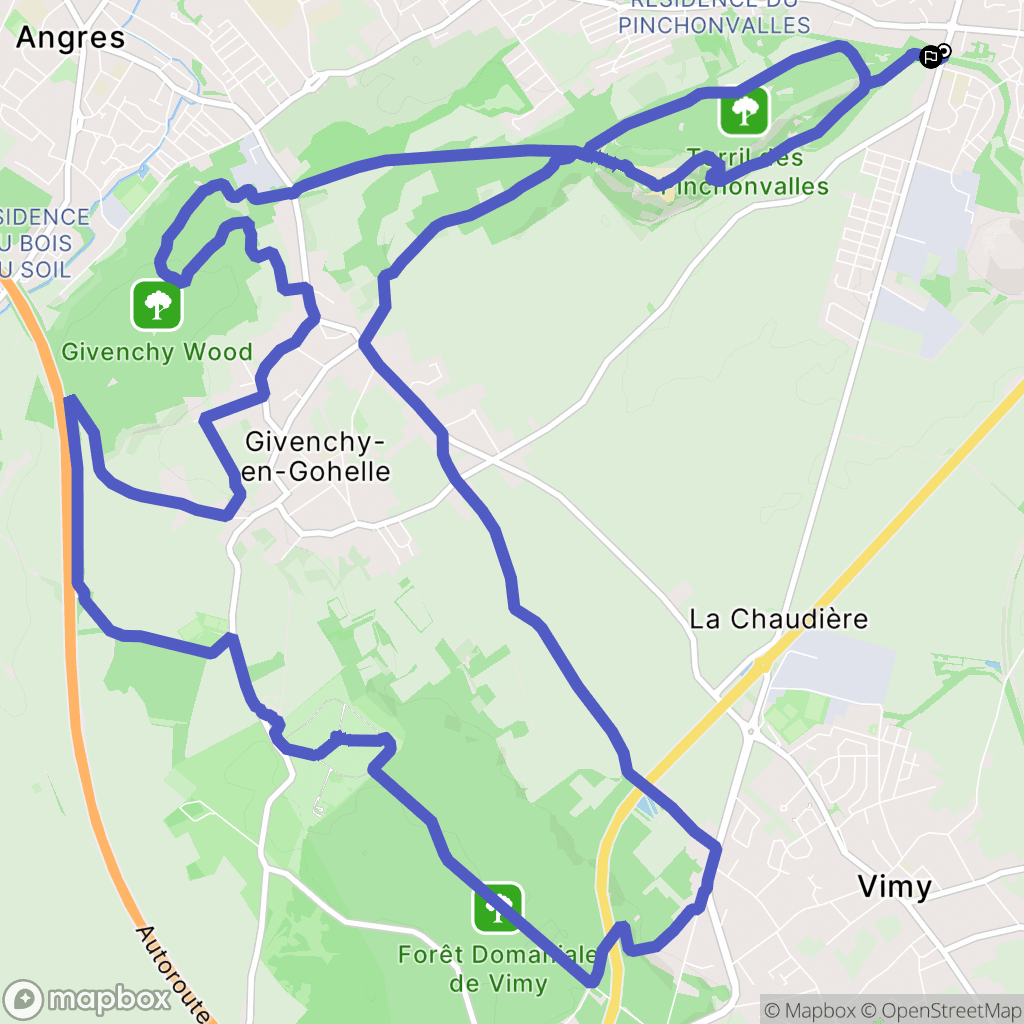 Avion : carte du parcours de randonnée - France