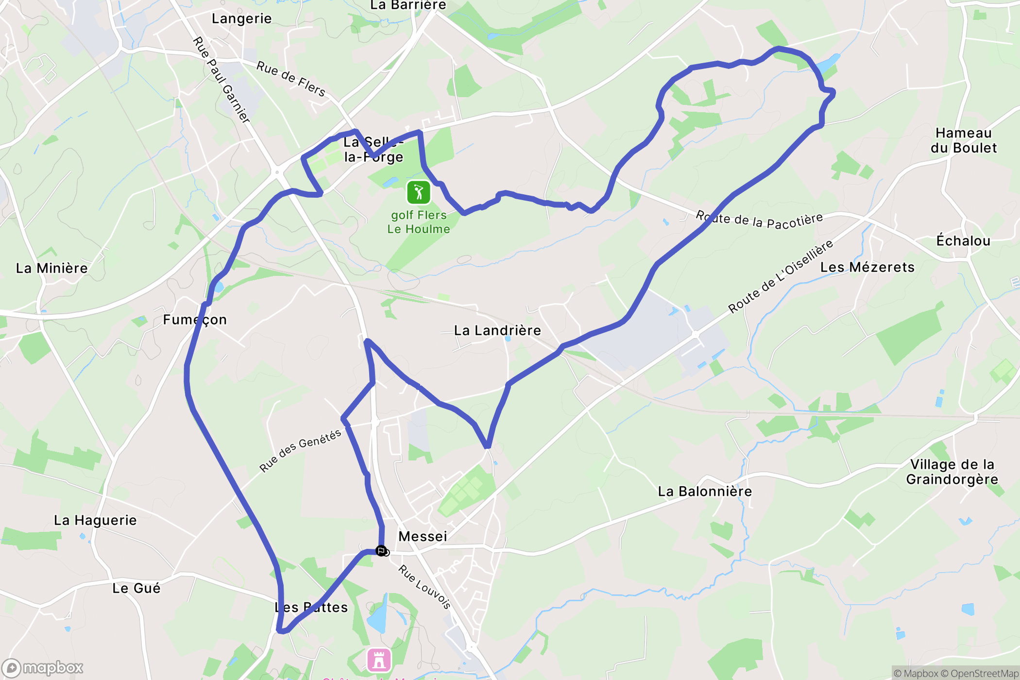 Messei : carte du parcours de randonnée - France