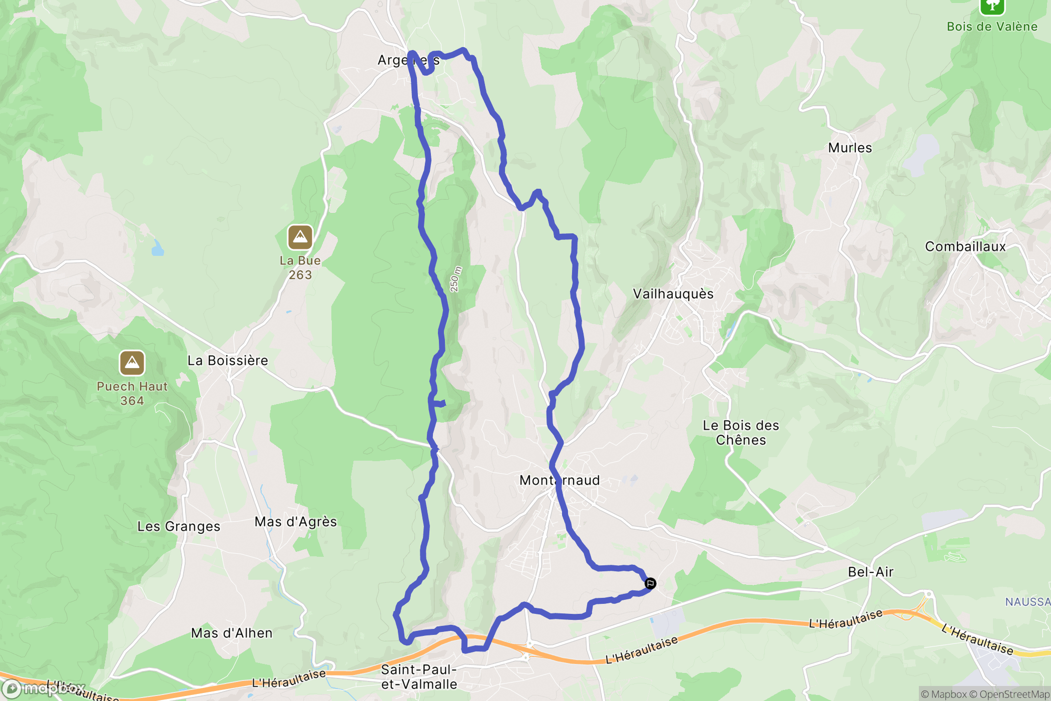 Montarnaud : carte du parcours de randonnée - France