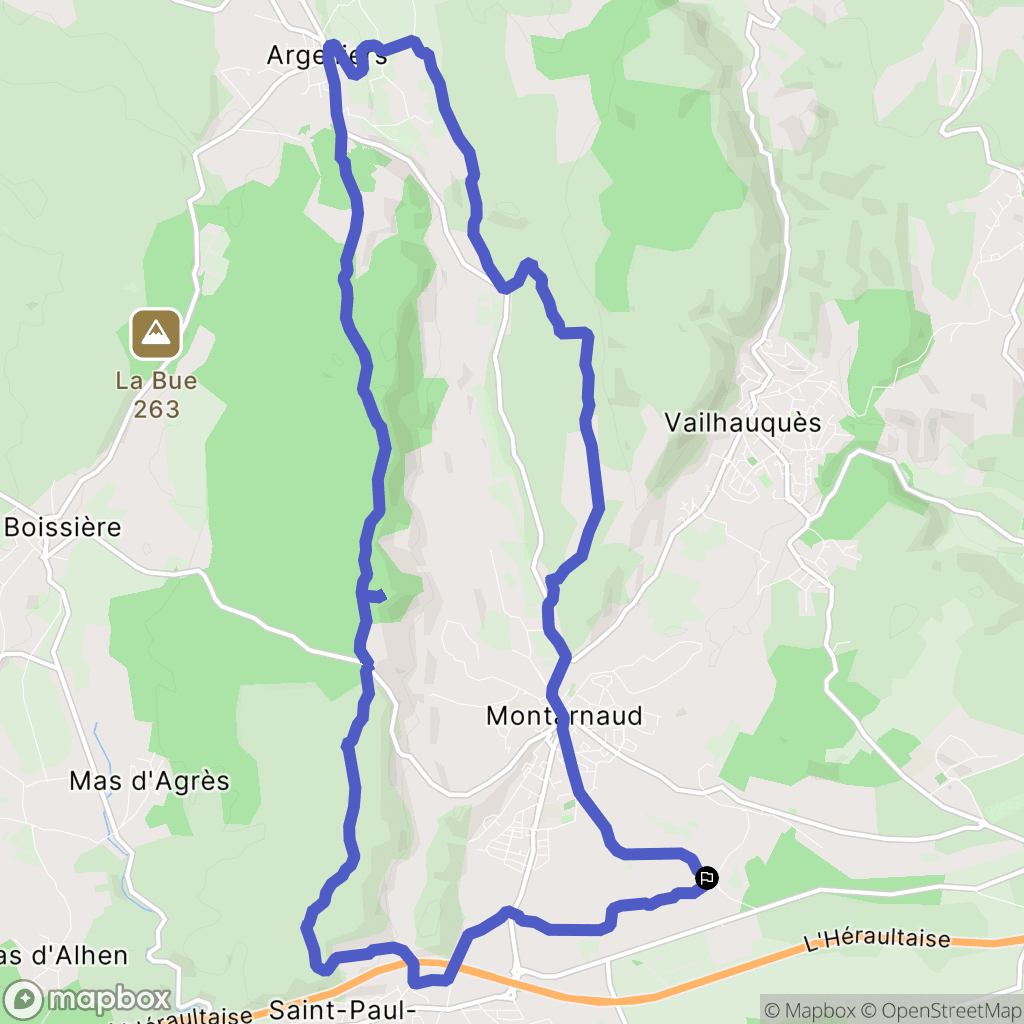 Montarnaud : carte du parcours de randonnée - France
