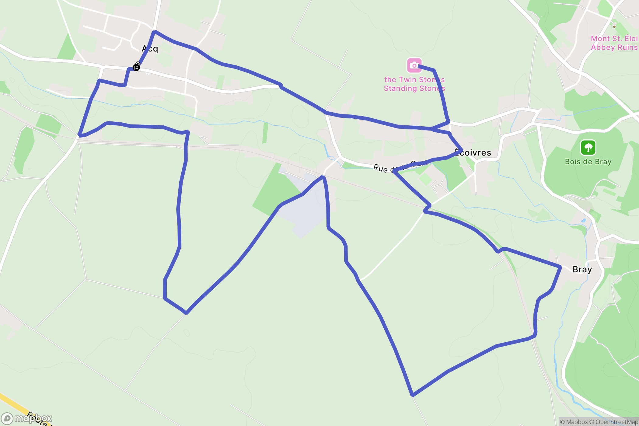 Acq : carte du parcours de randonnée - France