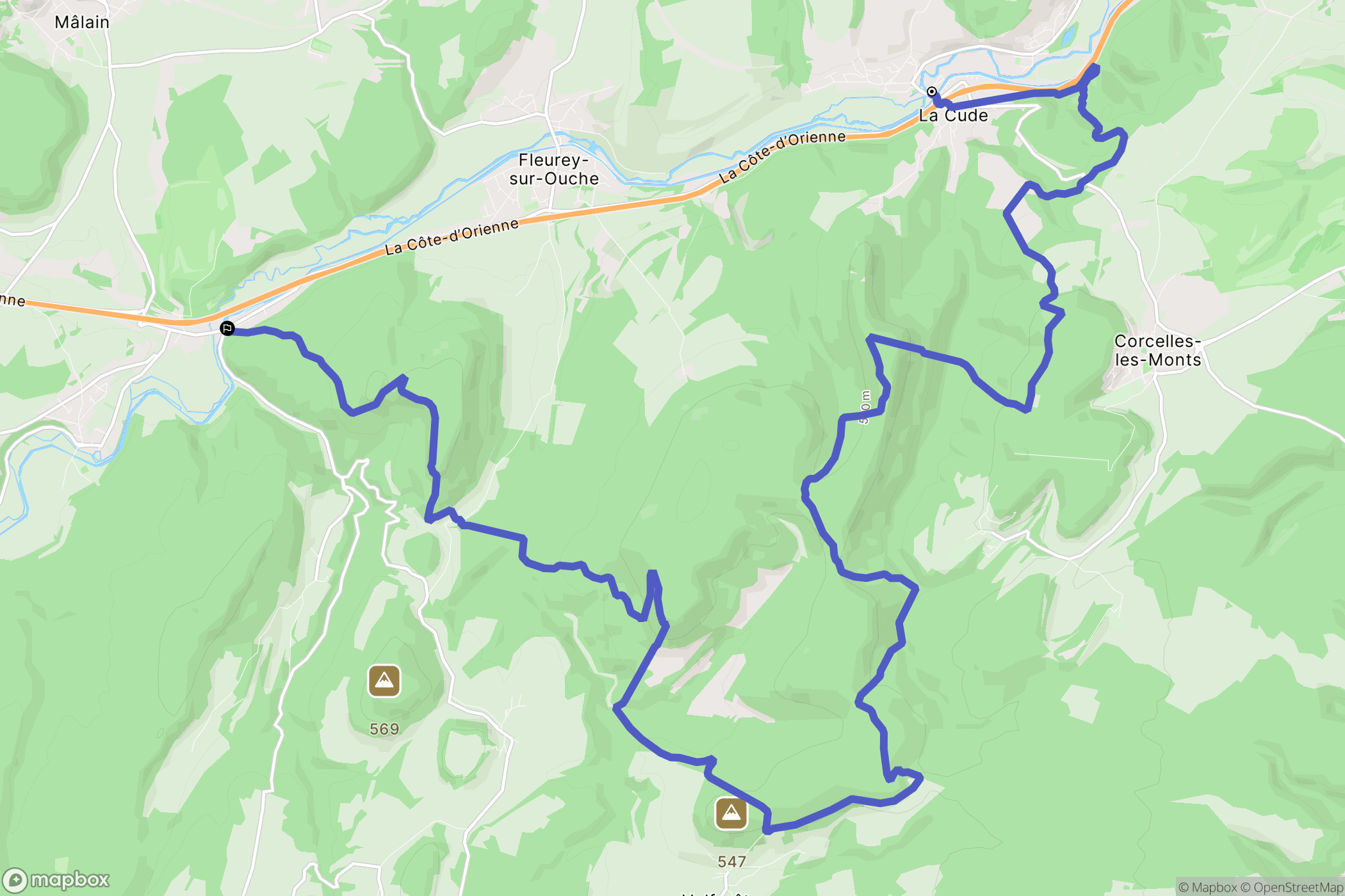Velars-sur-Ouche : carte du parcours de randonnée - France