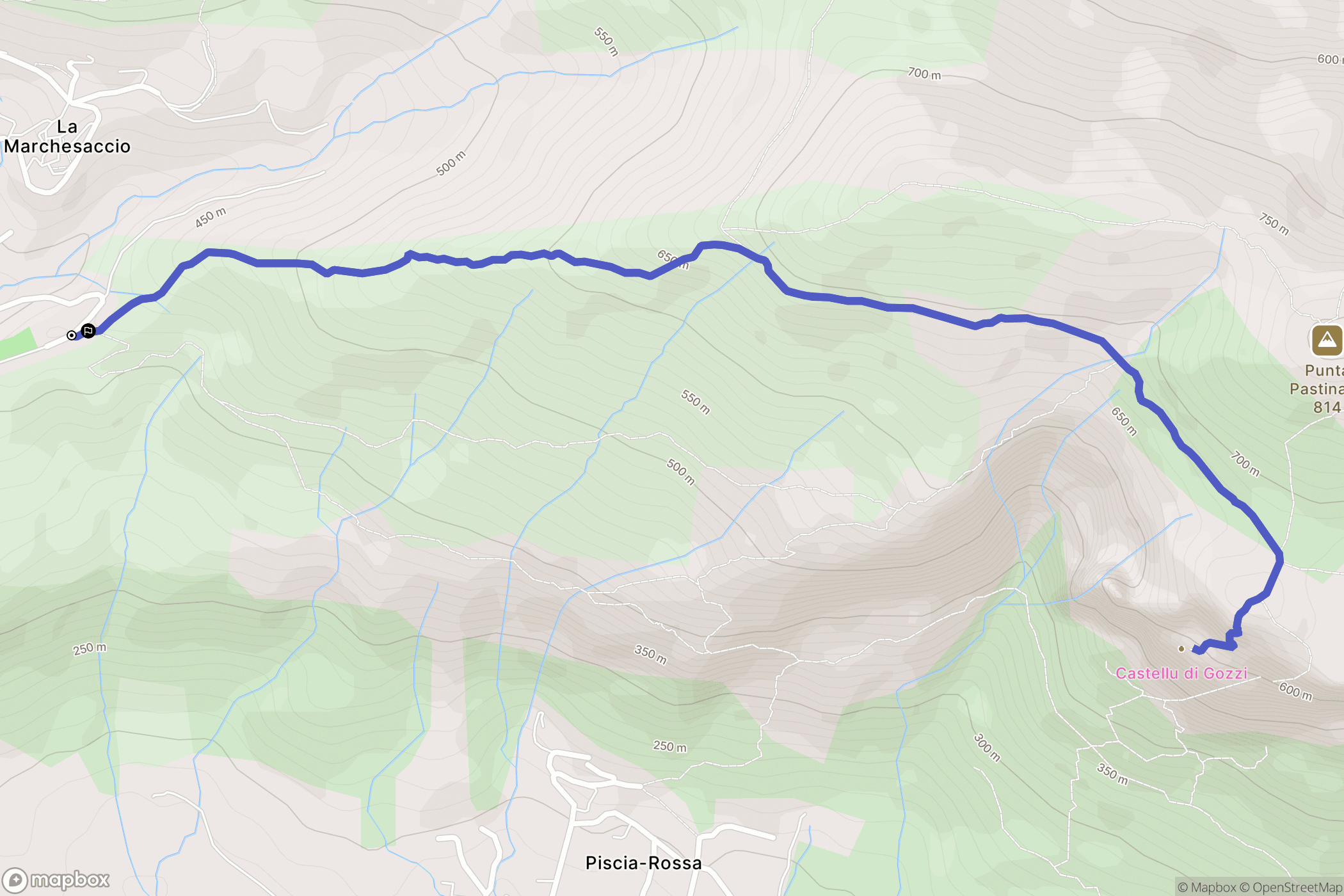 Appietto : carte du parcours de randonnée - France