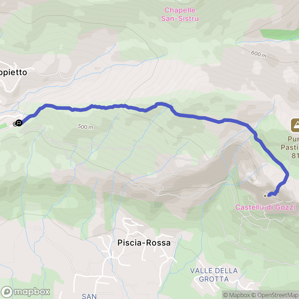 Appietto : carte du parcours de randonnée - France