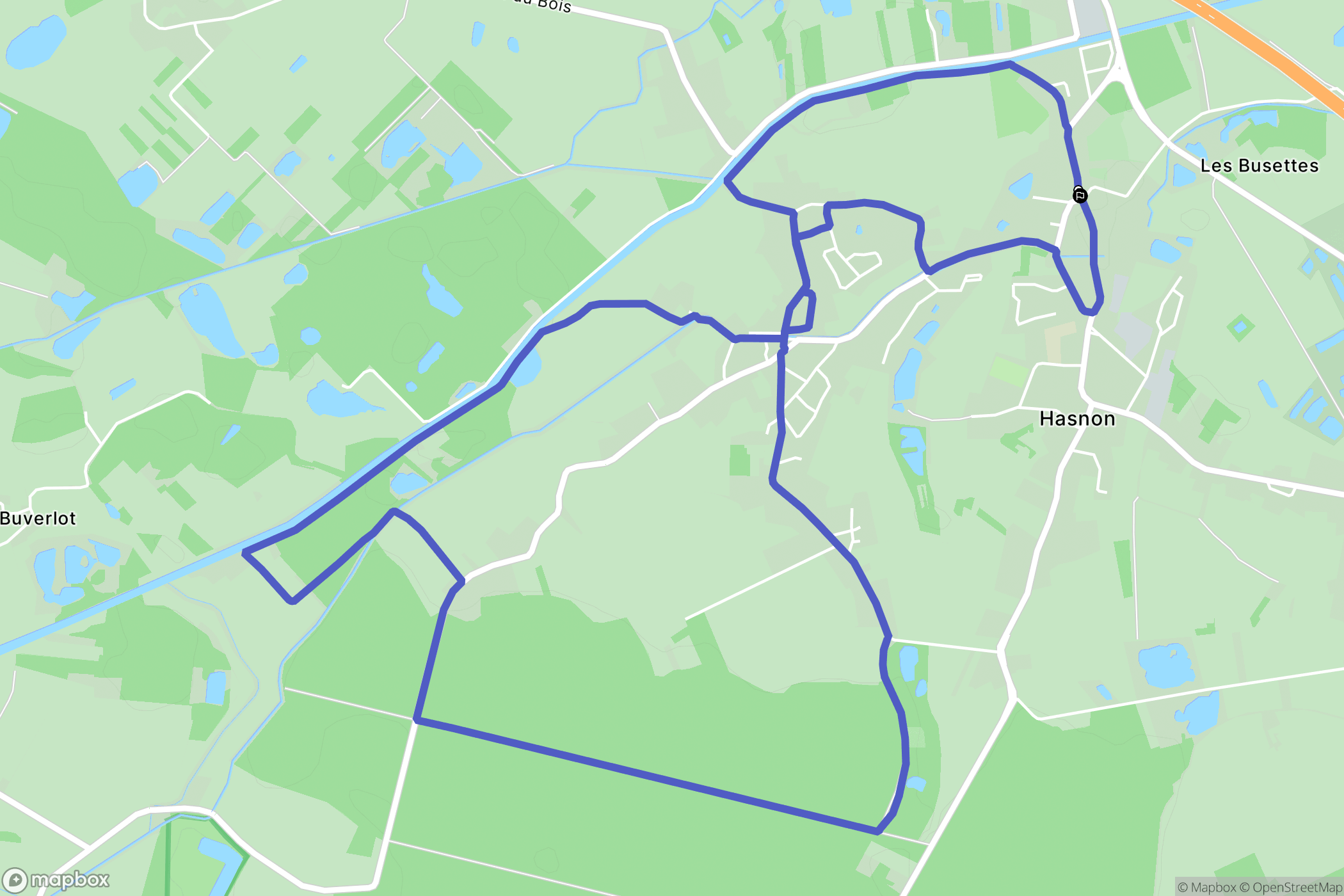 Hasnon : carte du parcours de randonnée - France