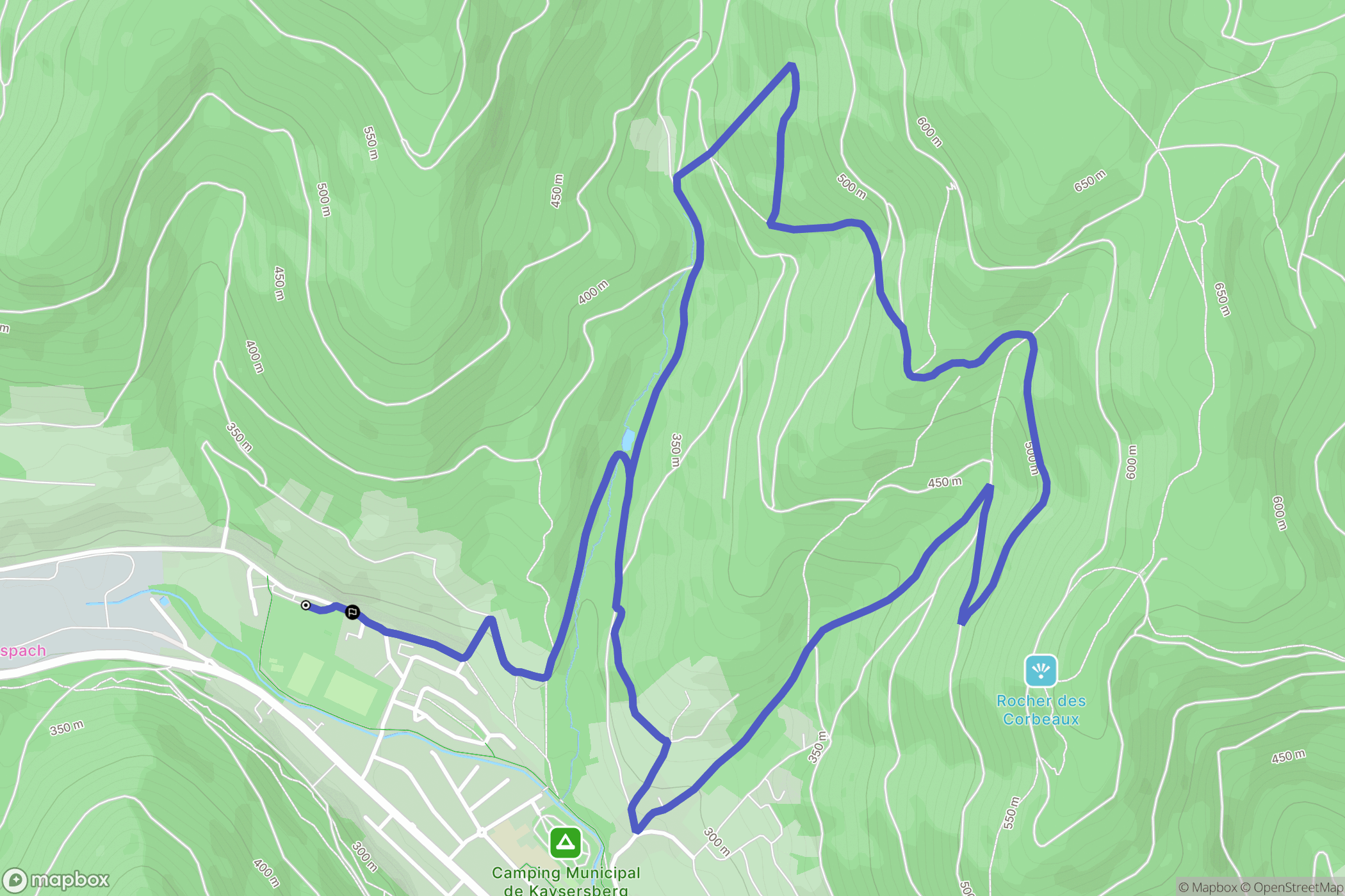 Kaysersberg : carte du parcours de randonnée - France
