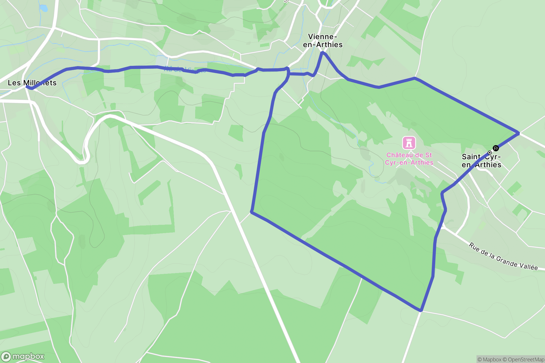 Saint-Cyr-en-Arthies : carte du parcours de randonnée - France